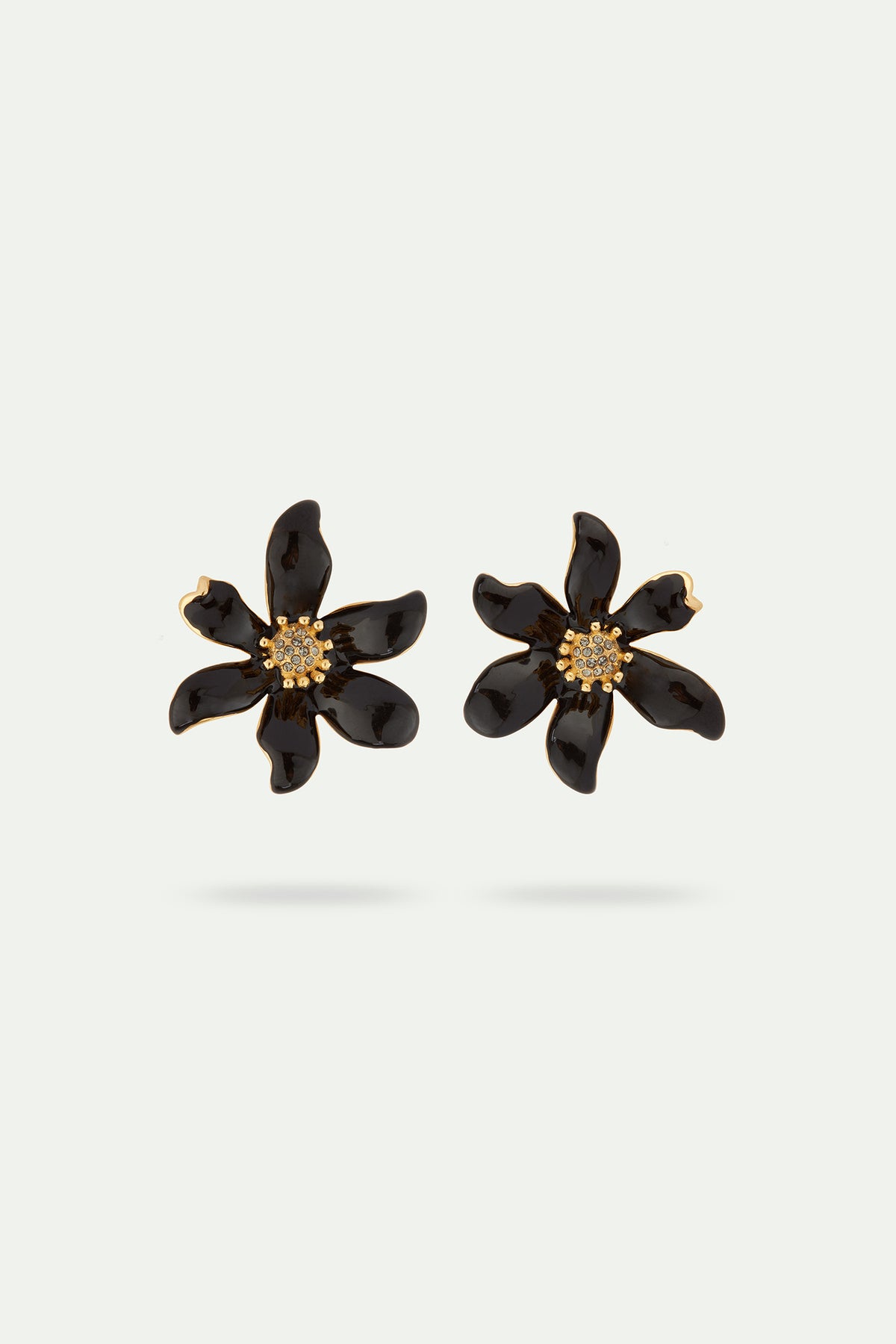 Black lily post earrings