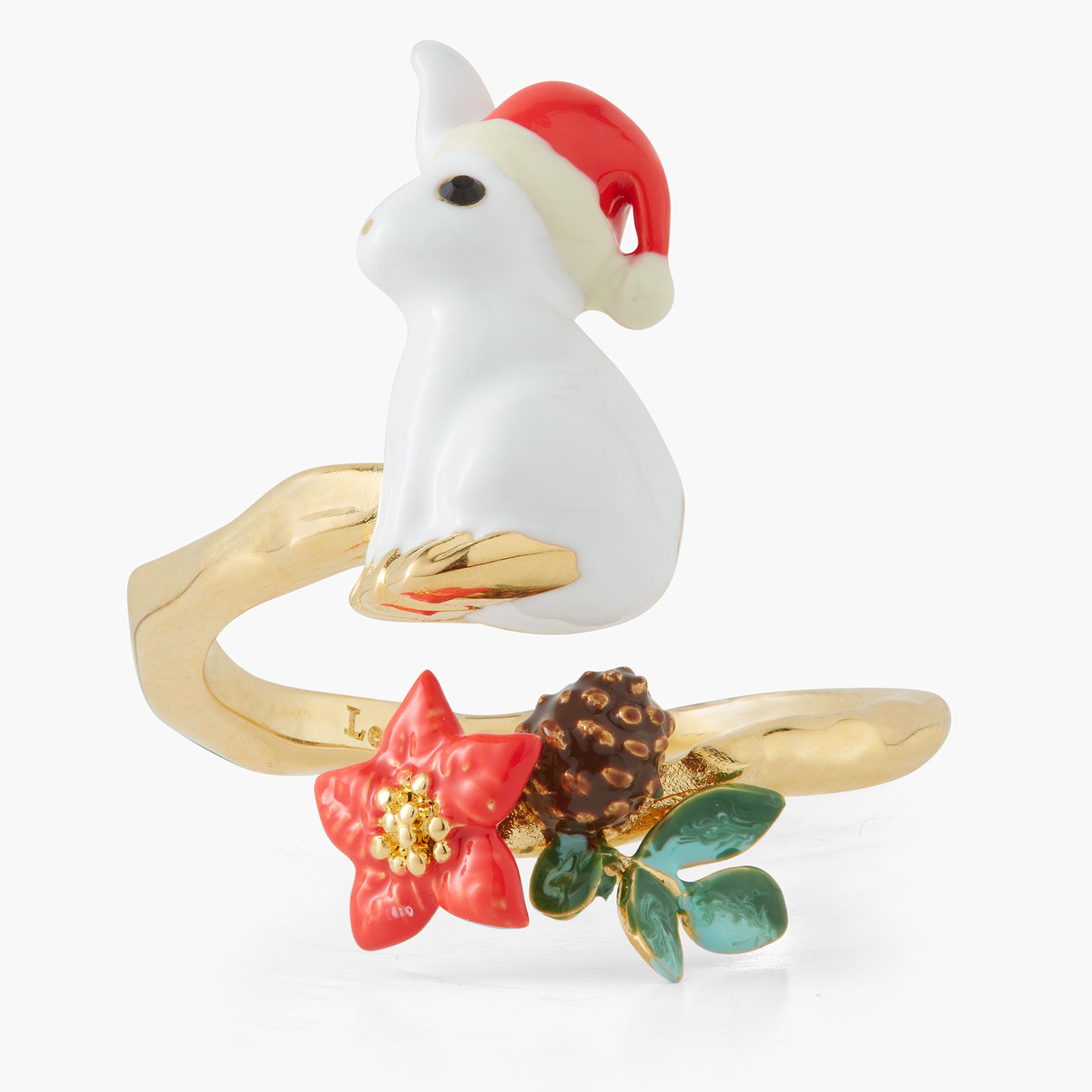 Enchanted christmas rabbit adjustable ring