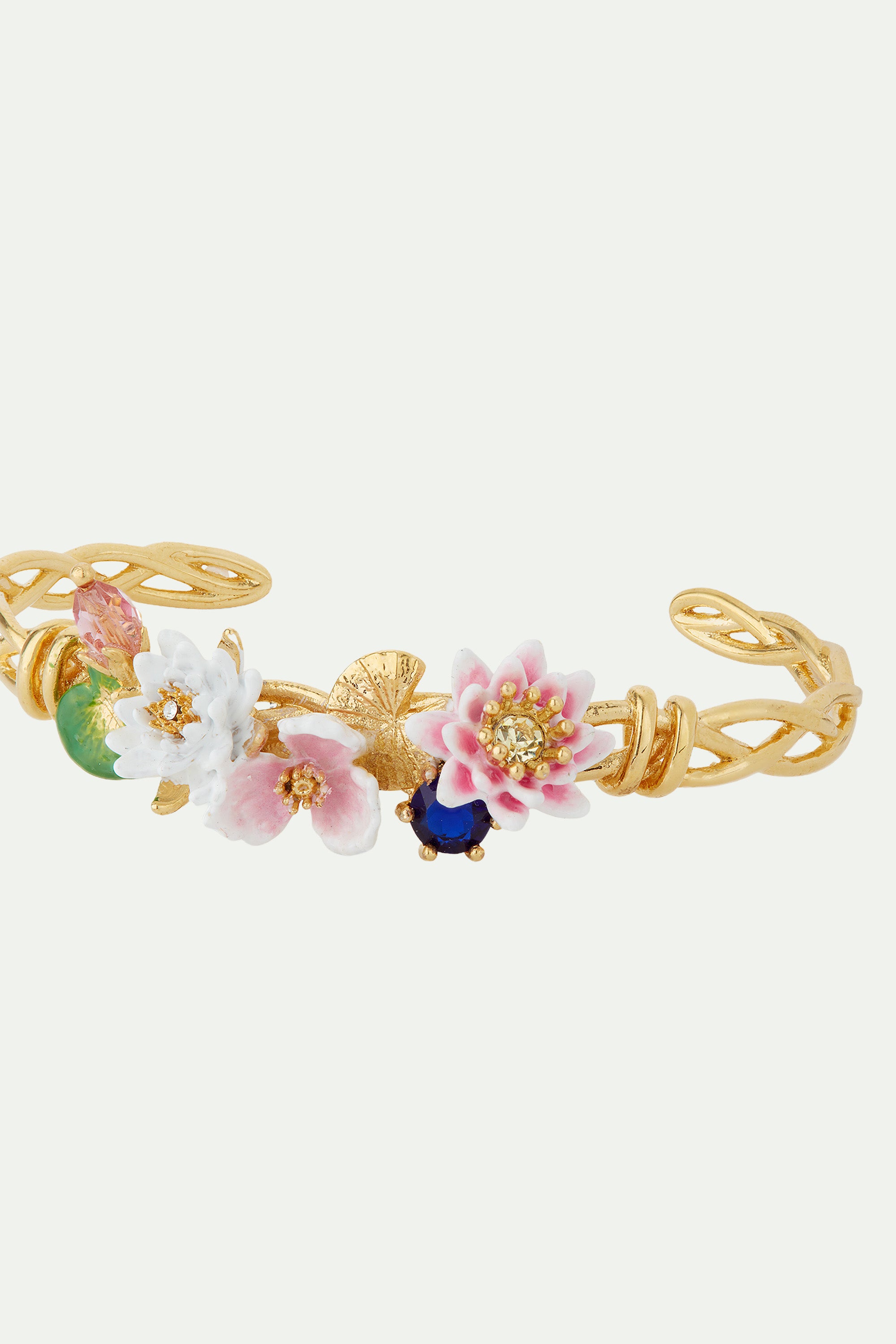 Pulsera rígida jardín de ninfeas y piedra azul