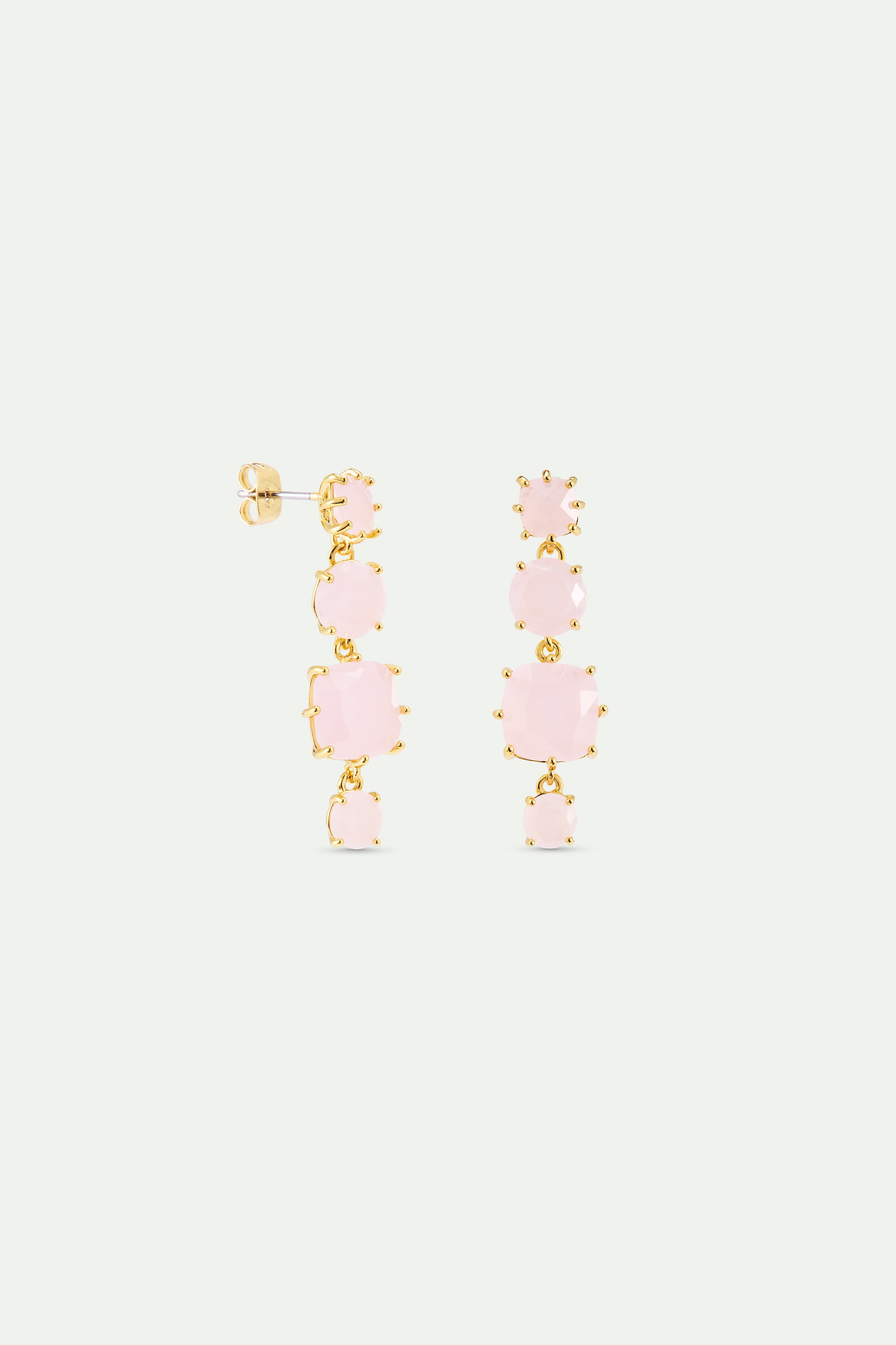 Diamantine earrings with 4 light pink stones