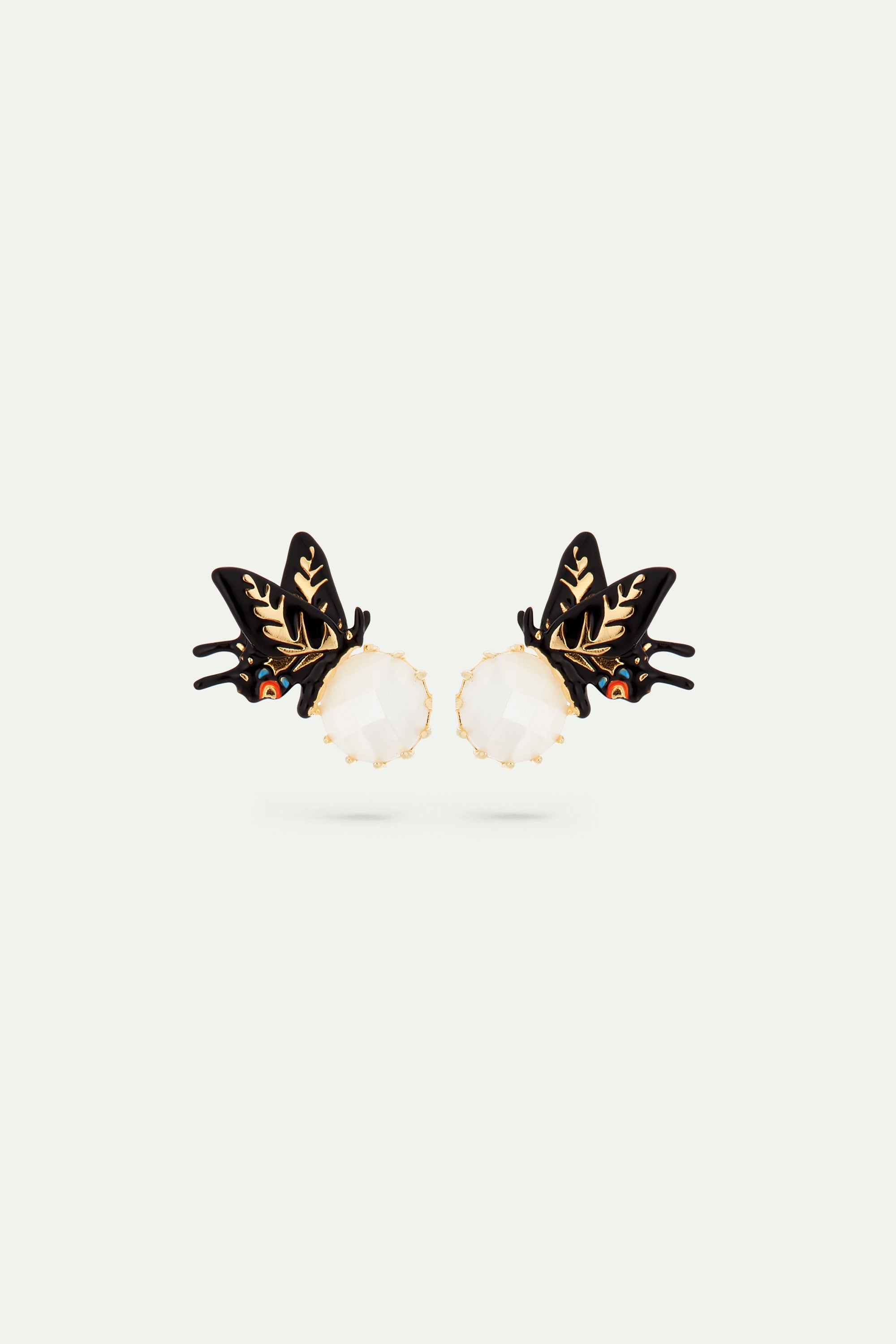 Butterfly and faceted glass Post earrings