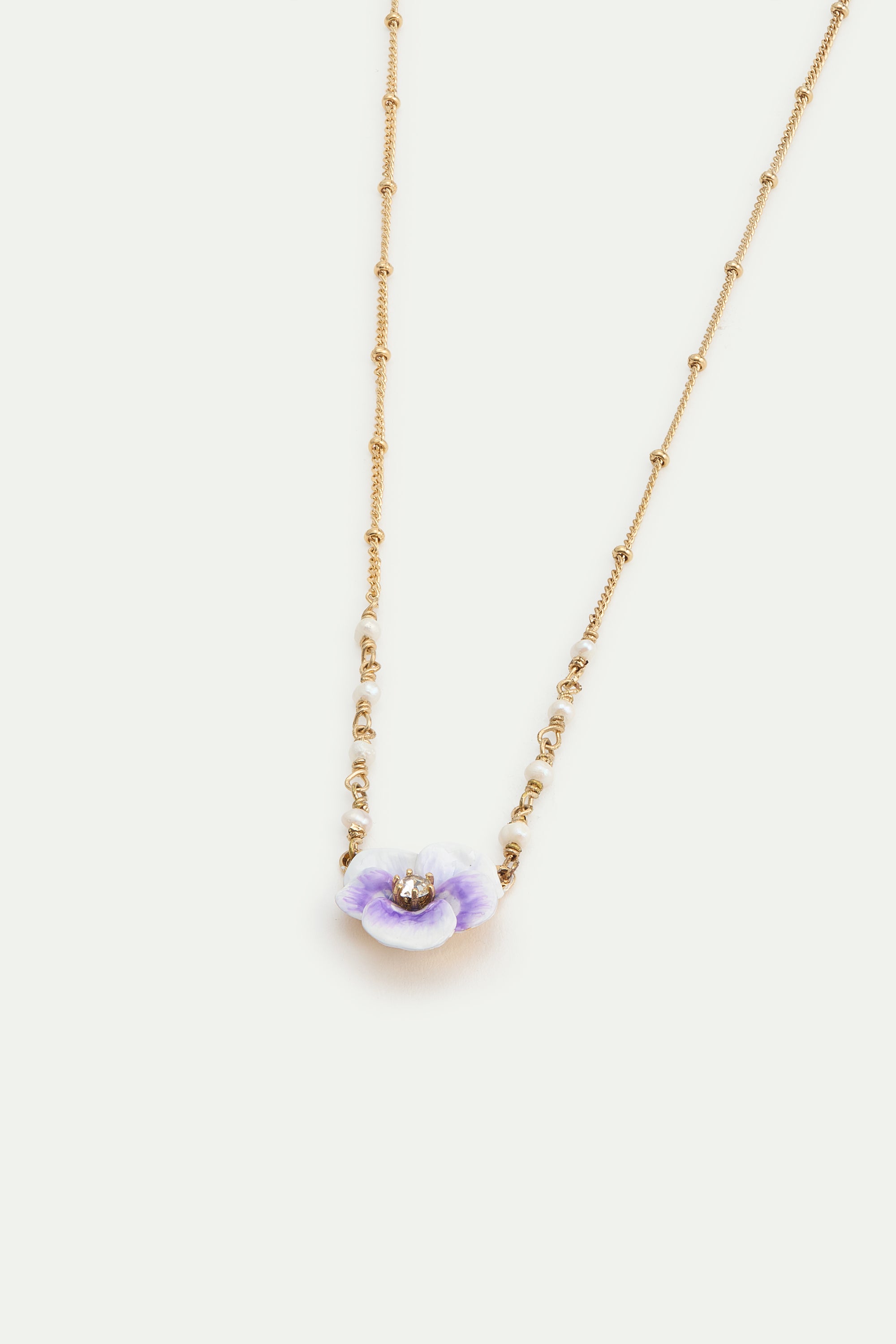 Collar colgante pensamiento violeta y cristal tallado