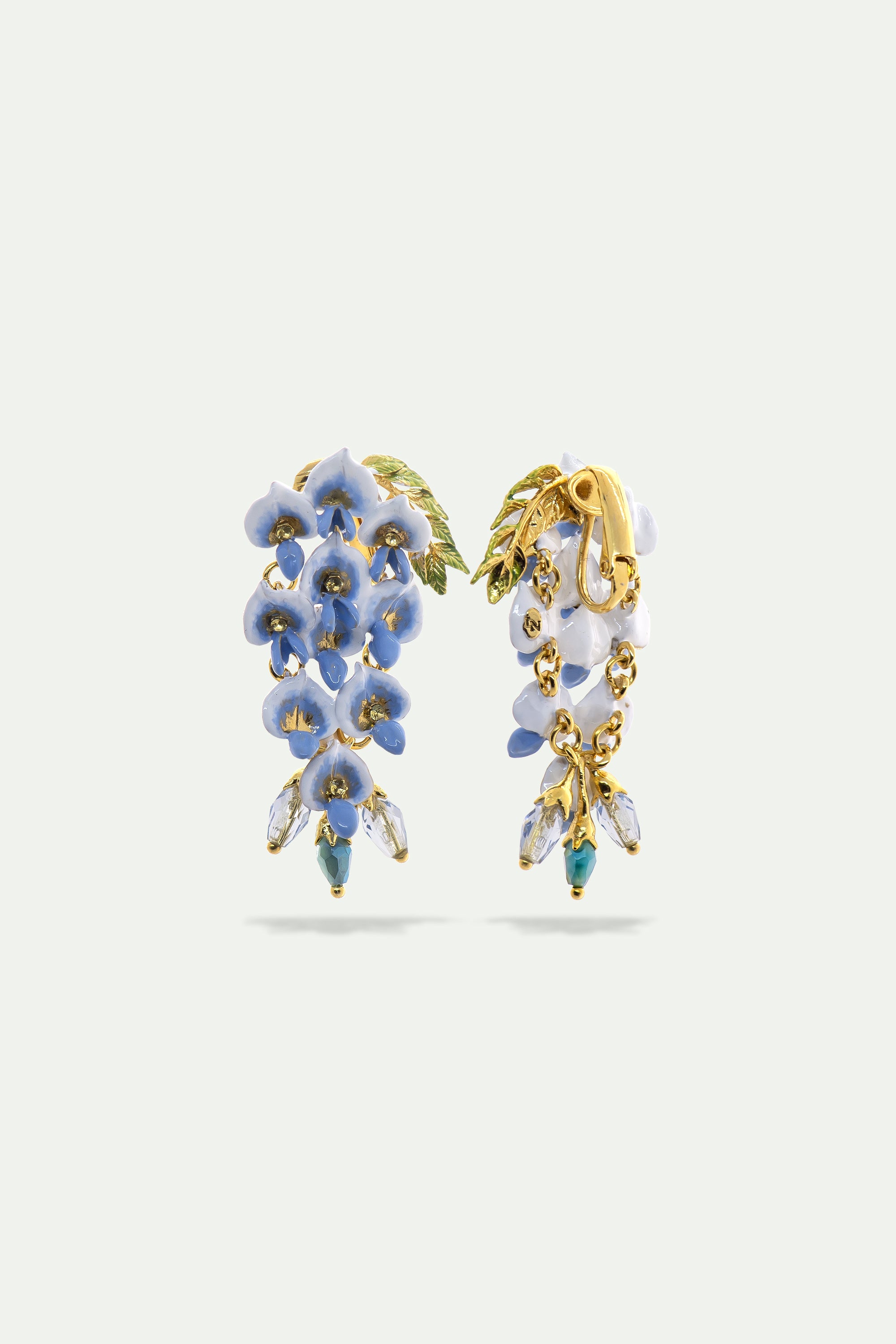 Wisteria and faceted glass bead earrings