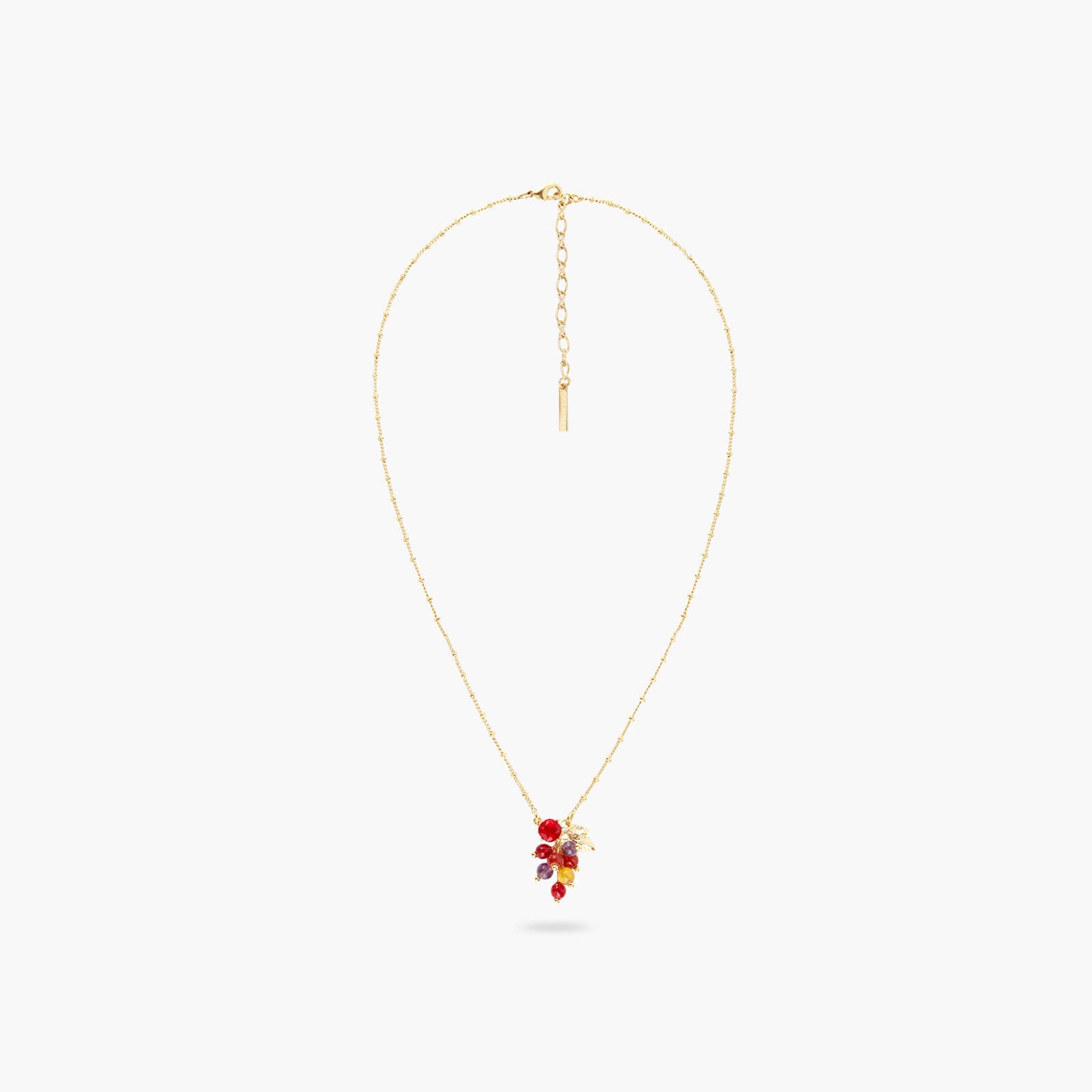 Grapes and gold-plated vine leaf pendant necklace