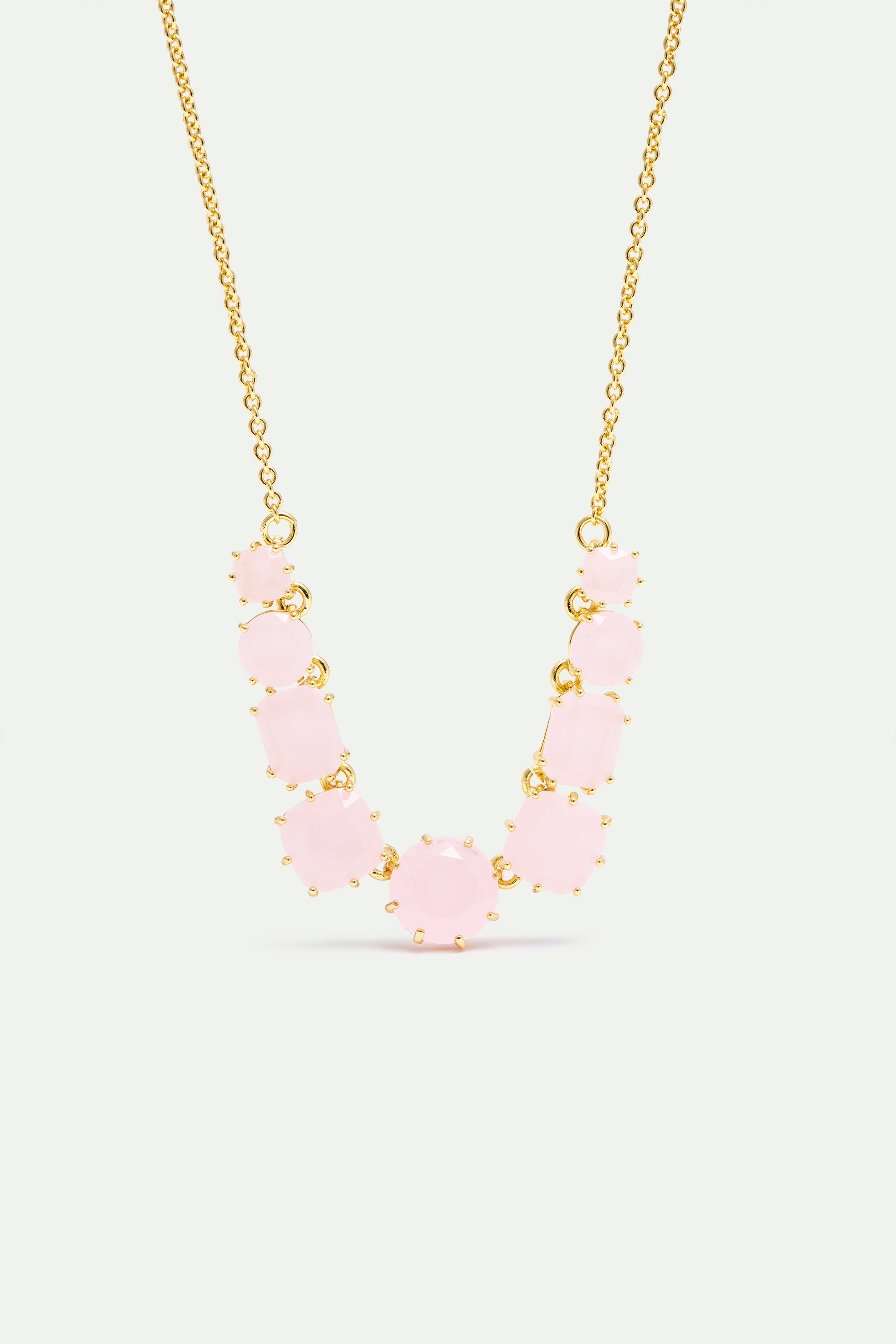 Fine Diamantine necklace with 9 light pink stones