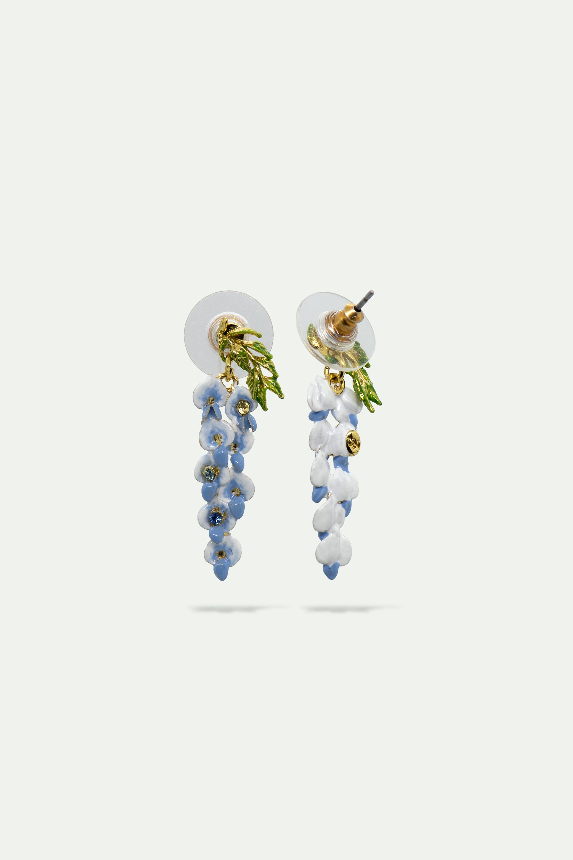 Pendientes flor de glicinia y cristales