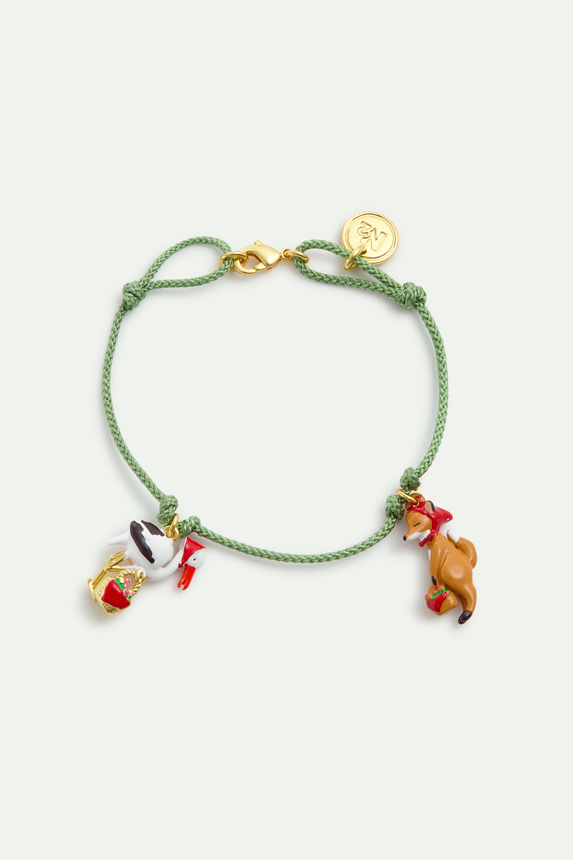 Bracelet vert le Renard et la Cigogne