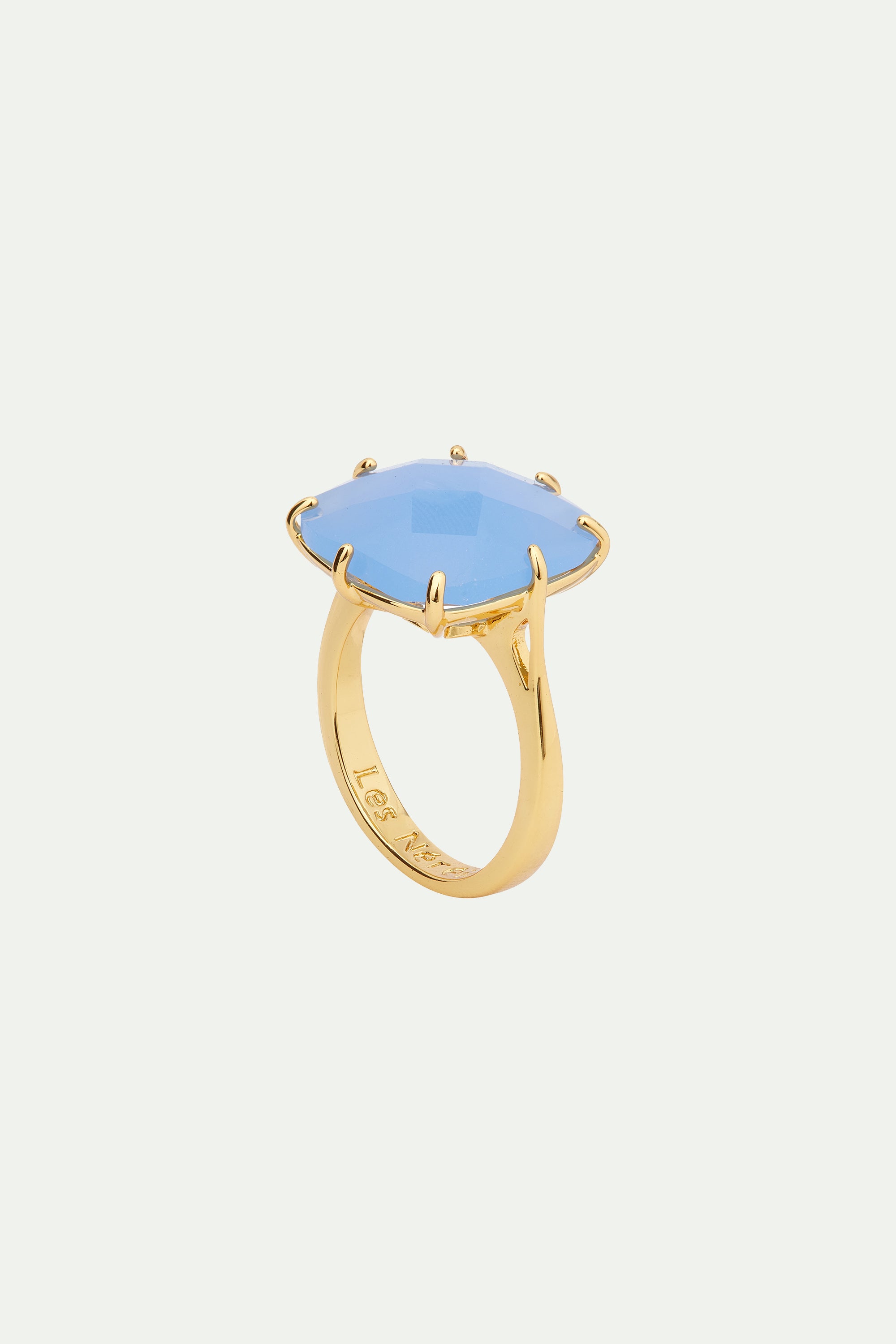 Sky blue Diamantine square solitaire ring