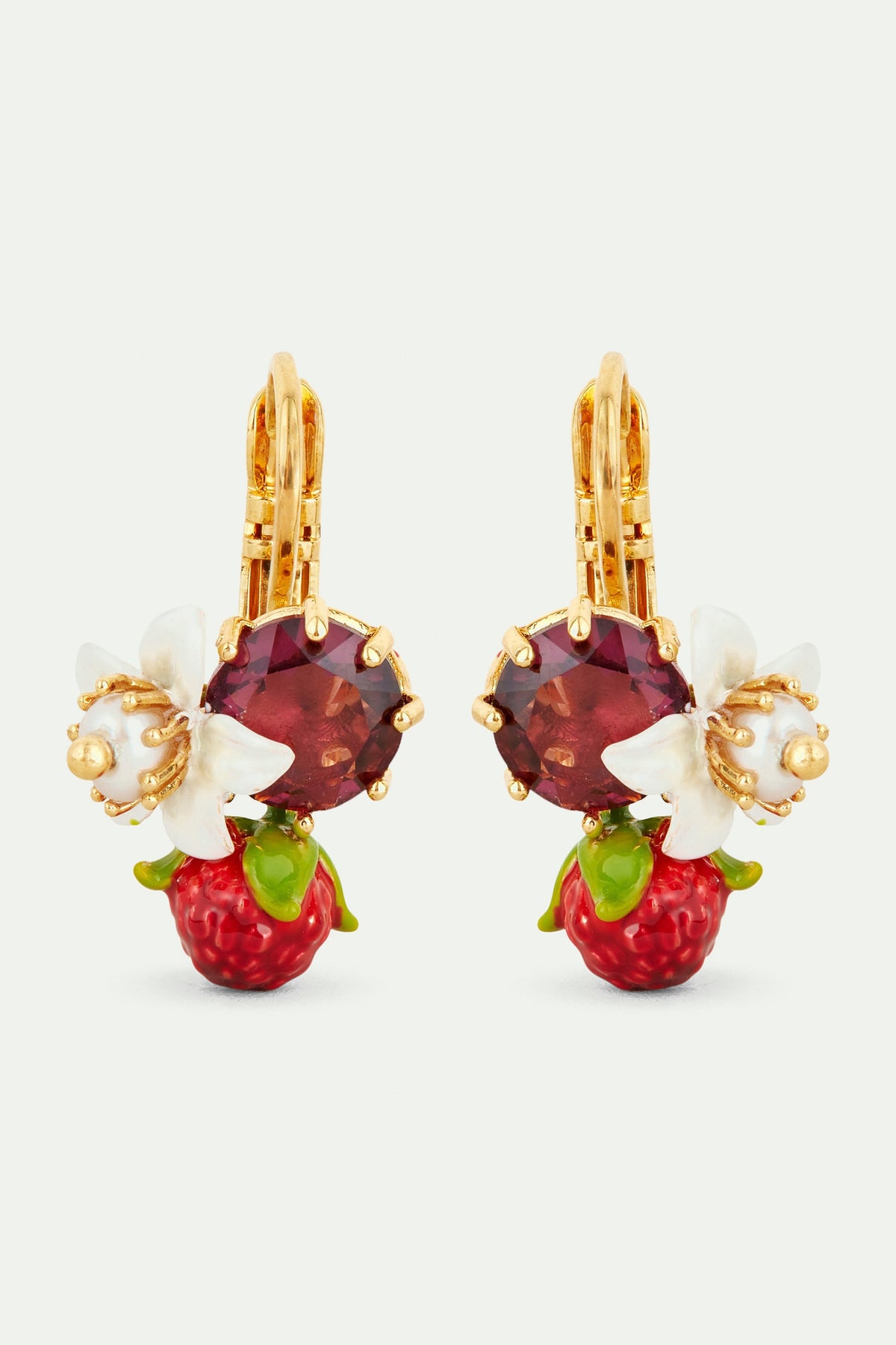 Pendientes de frambuesa y flor