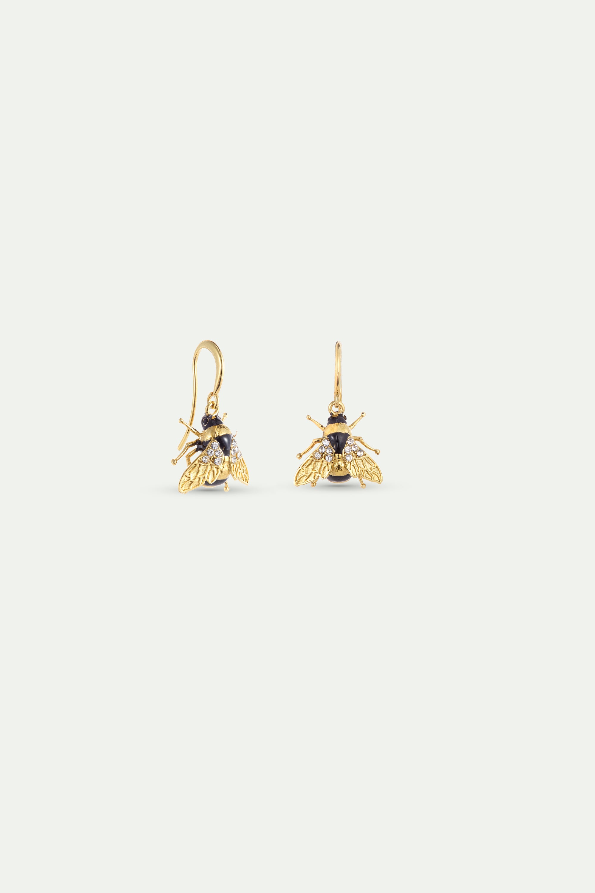 Boucles d'oreilles hook abeille dorée et cristaux