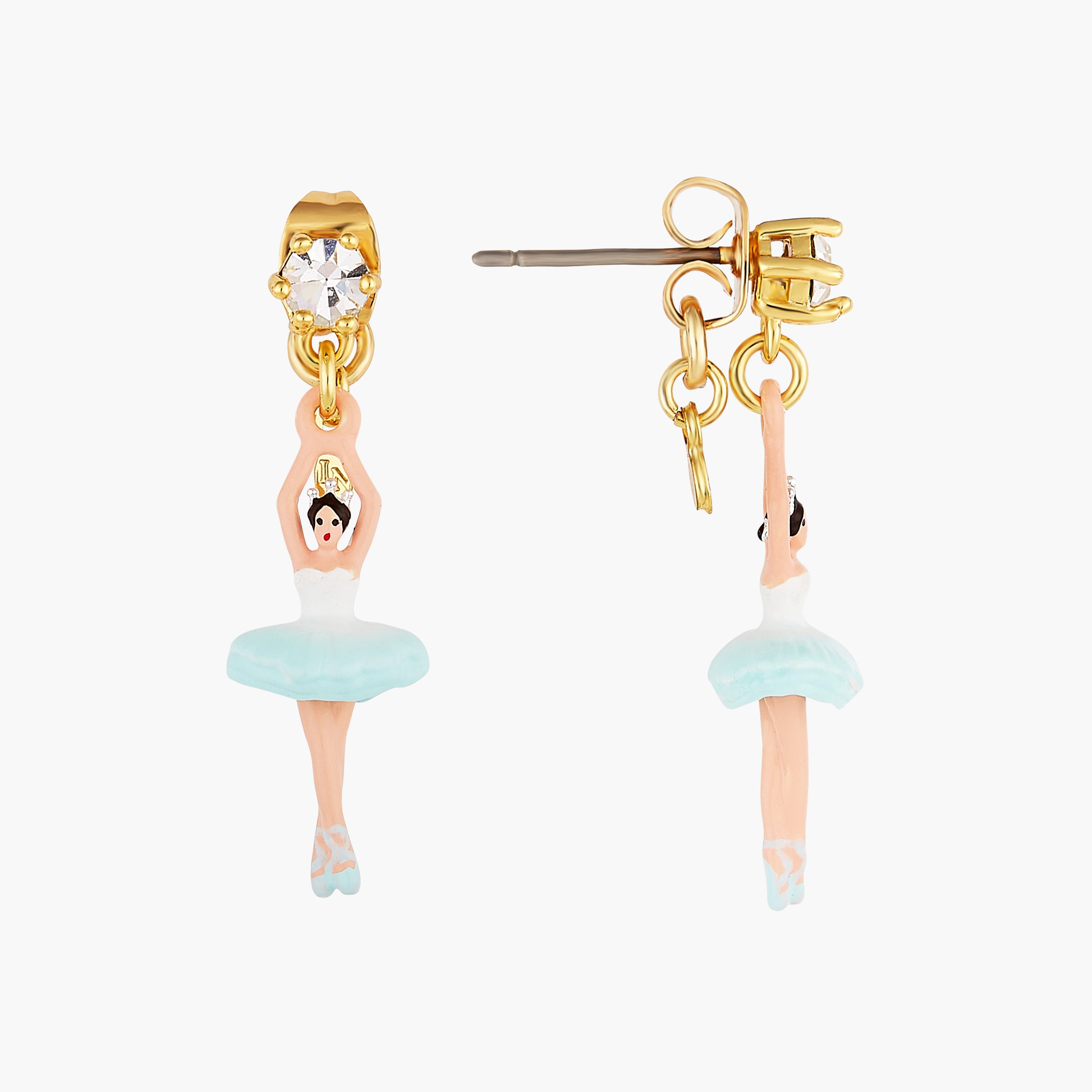 Ballerina and Faceted Crystal post earrings