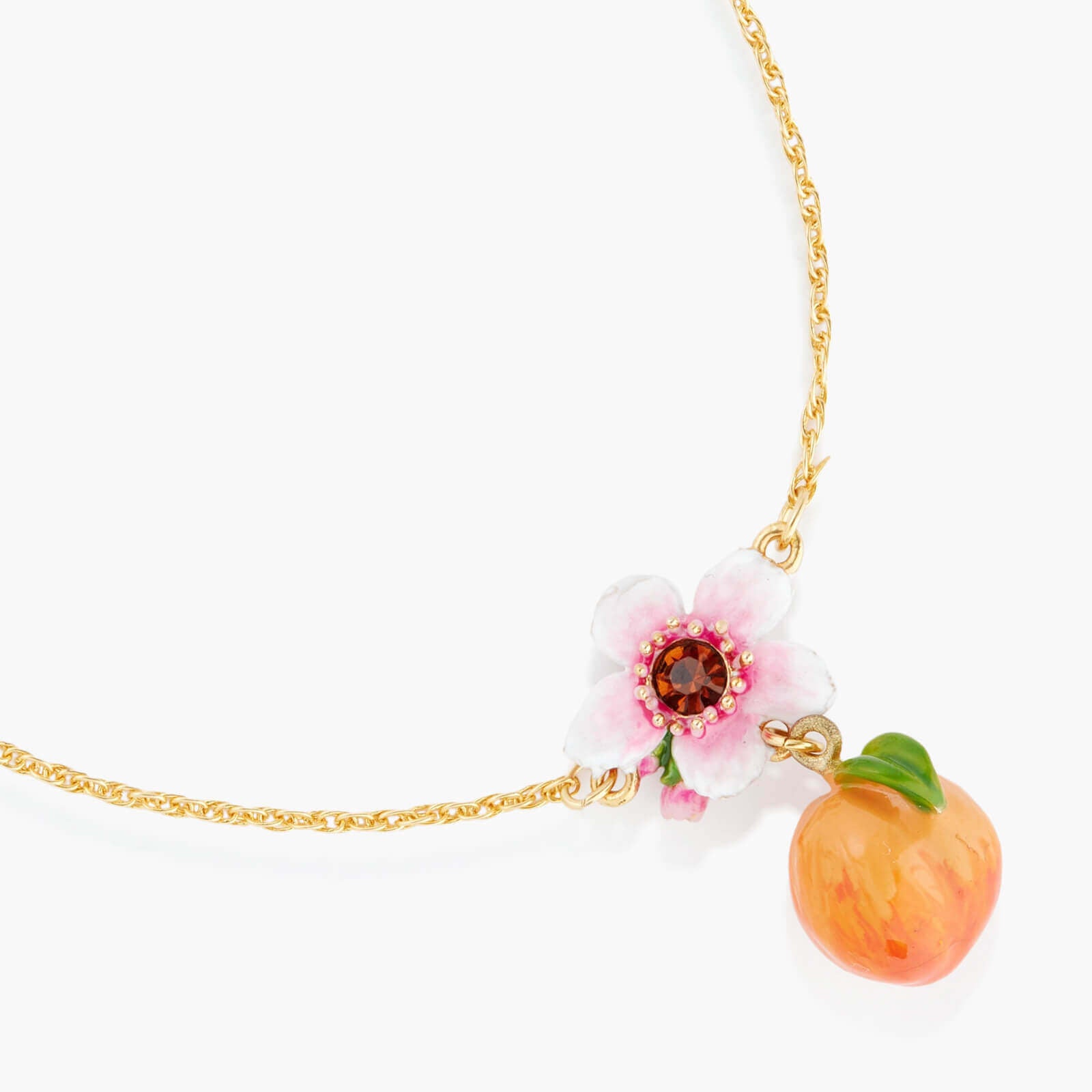 Apricot and flower dangling charm fine bracelet