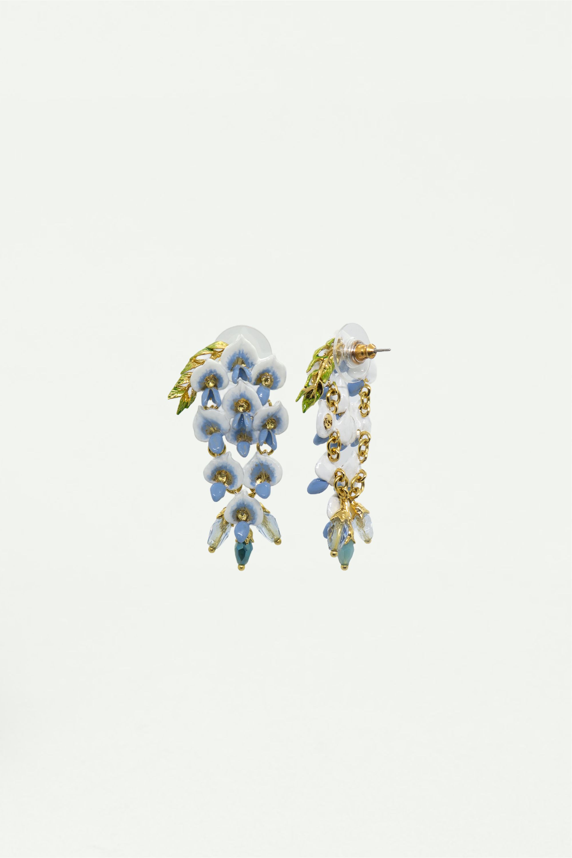 Wisteria and faceted glass bead earrings