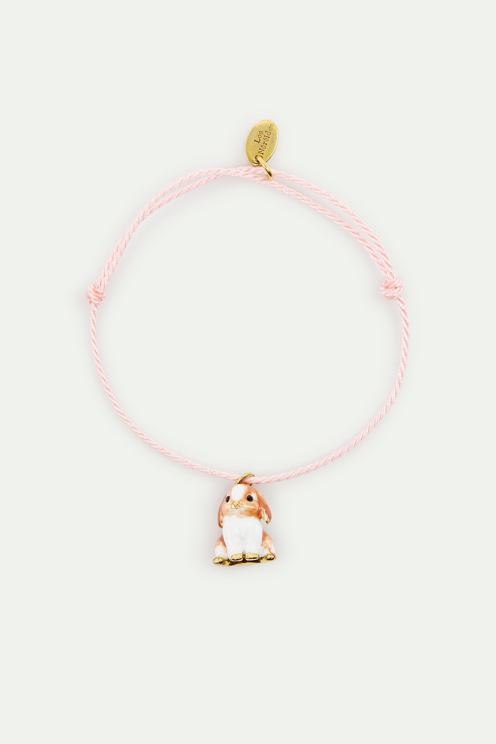 Bracelet corde rose lapin bélier