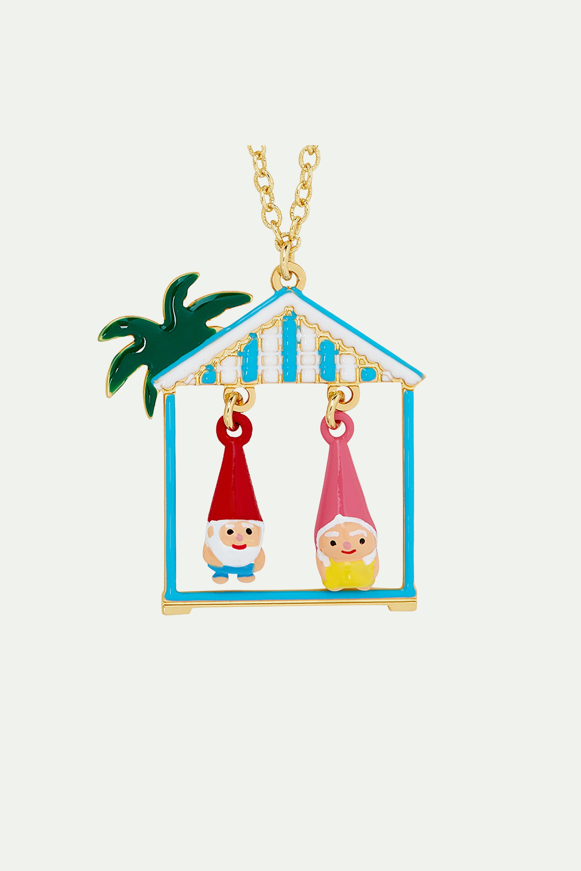 Toadstool Family couple and beach hut pendant necklace
