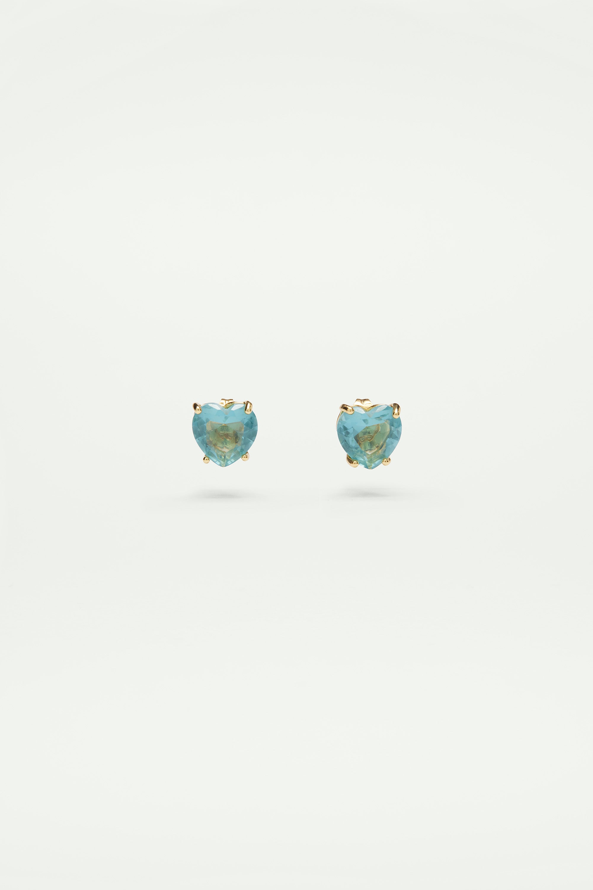La Diamantine Acqua Azzura Heart Stud Earrings