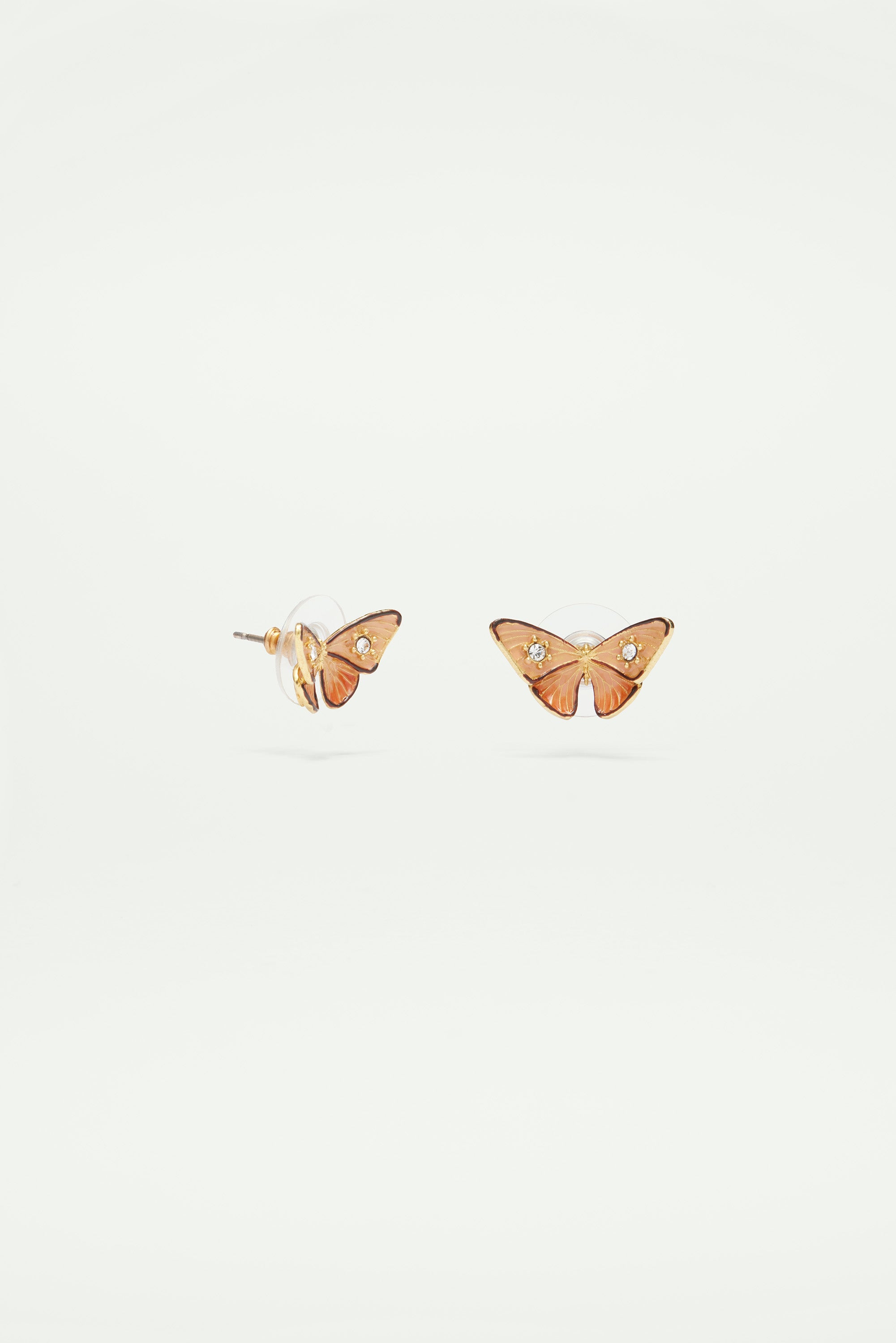 Enamelled butterfly and stone earrings