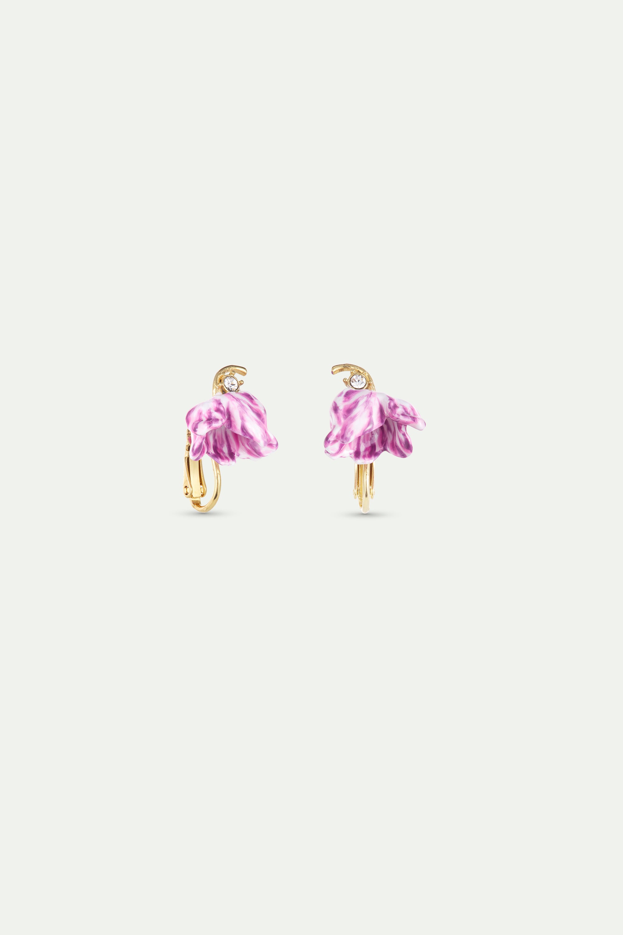 Pendientes tulipán violeta y cristal