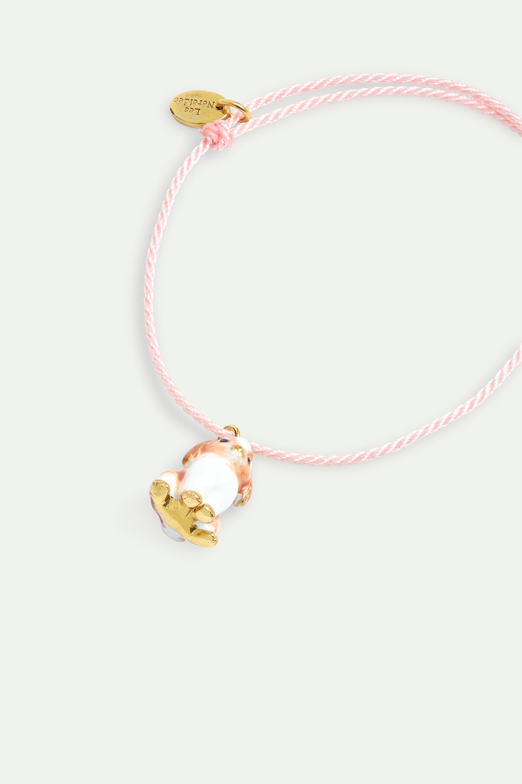 Bracelet corde rose lapin bélier