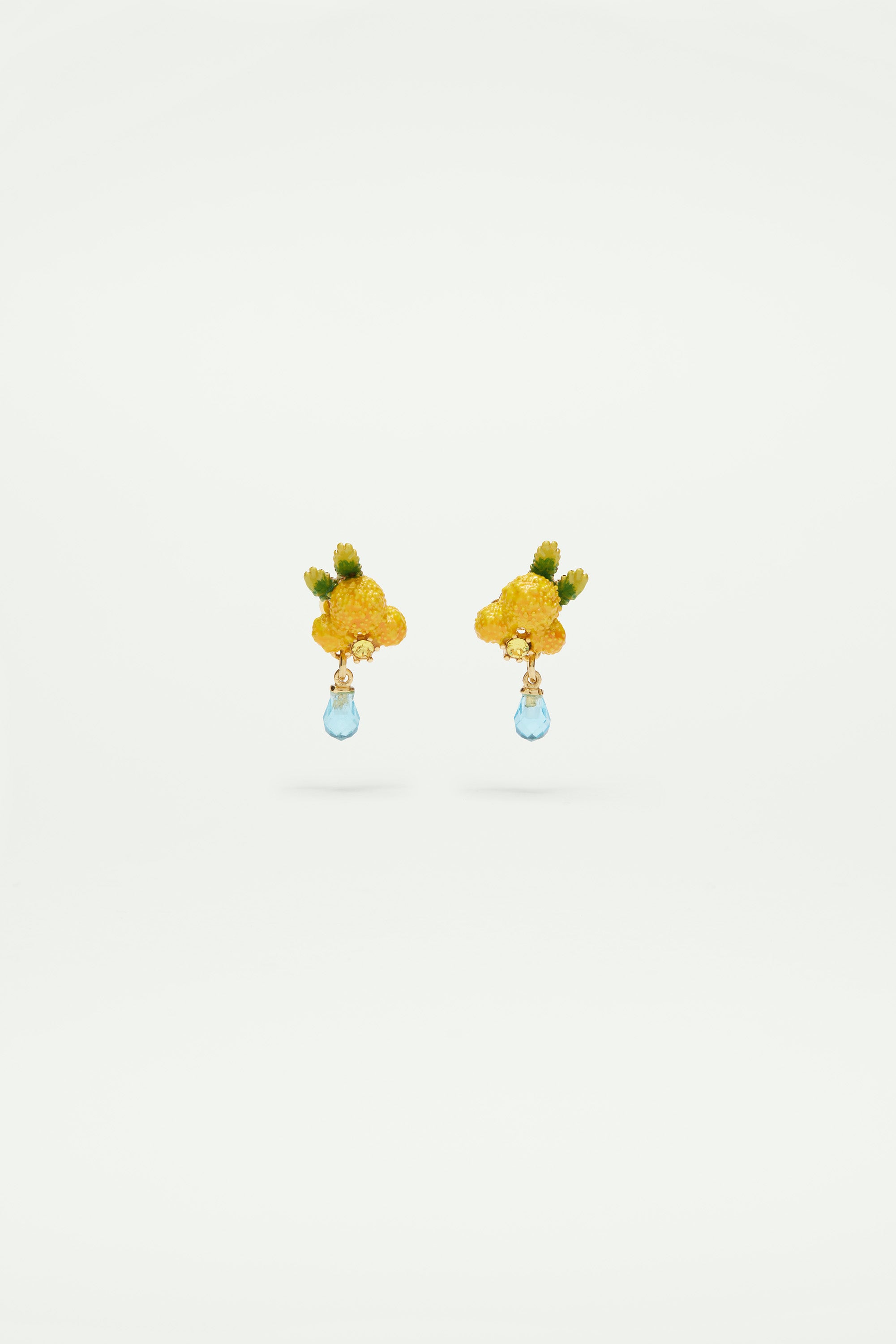 Mimosa flower and leaves Clip on earrings