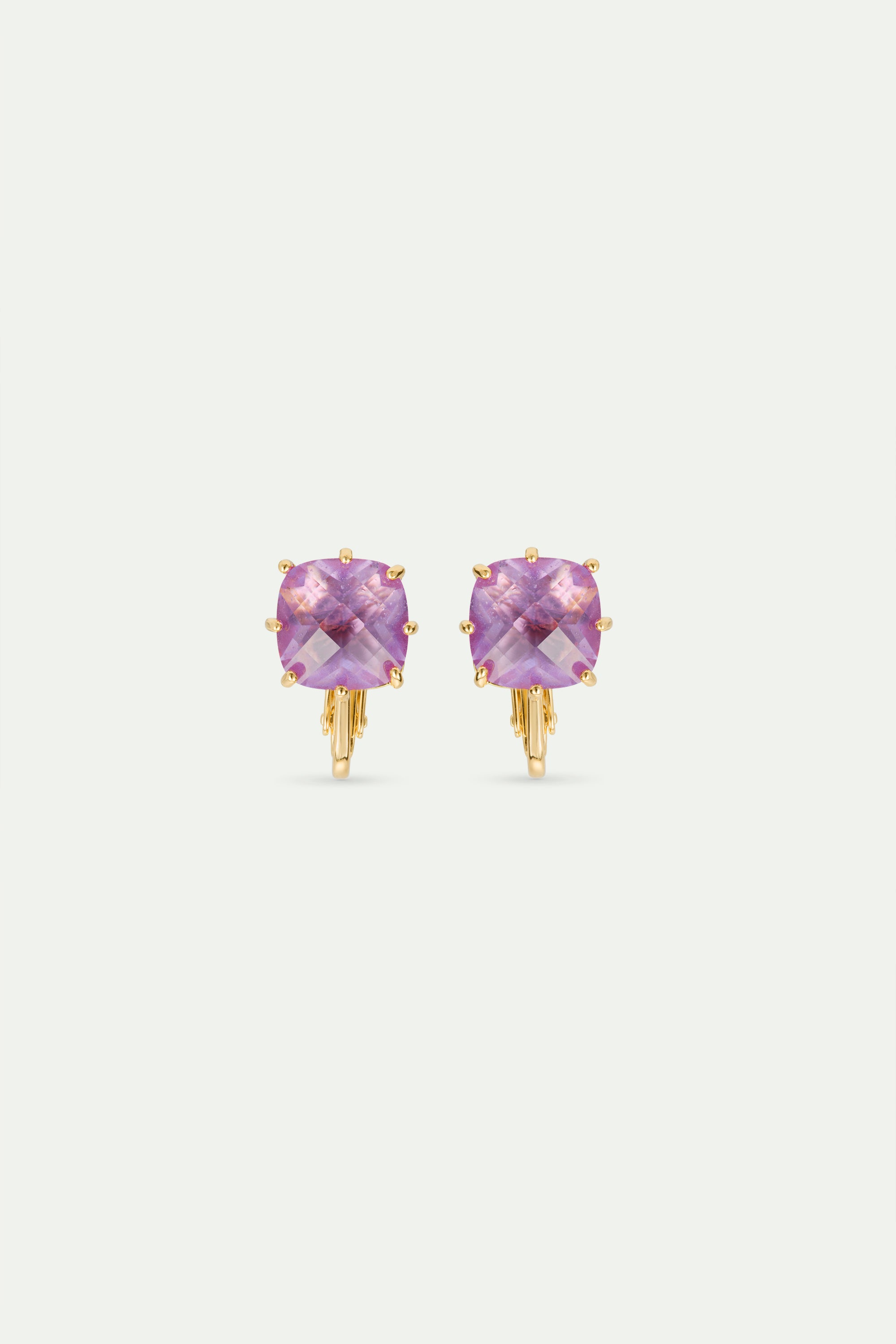 Lavender Diamantine square stone earrings