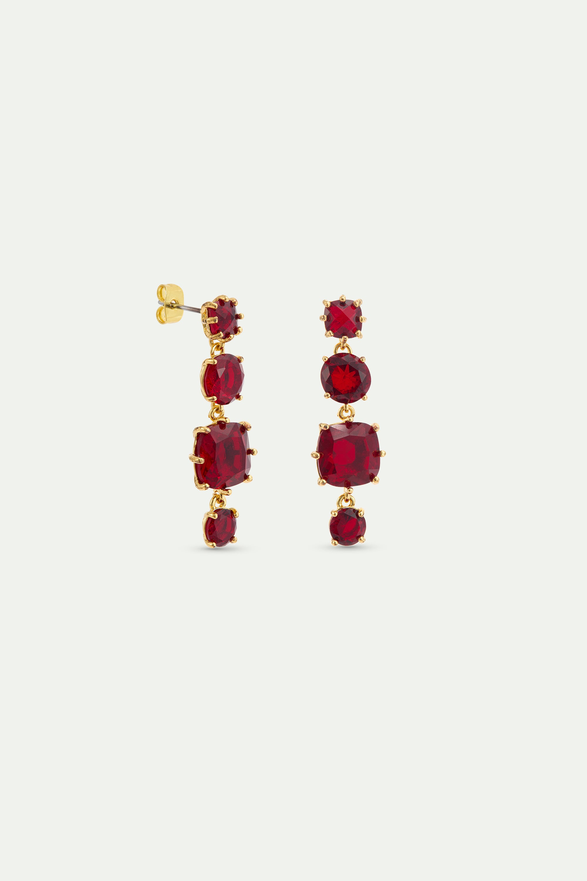 Pendientes 4 piedras La Diamantine Rojo Granate