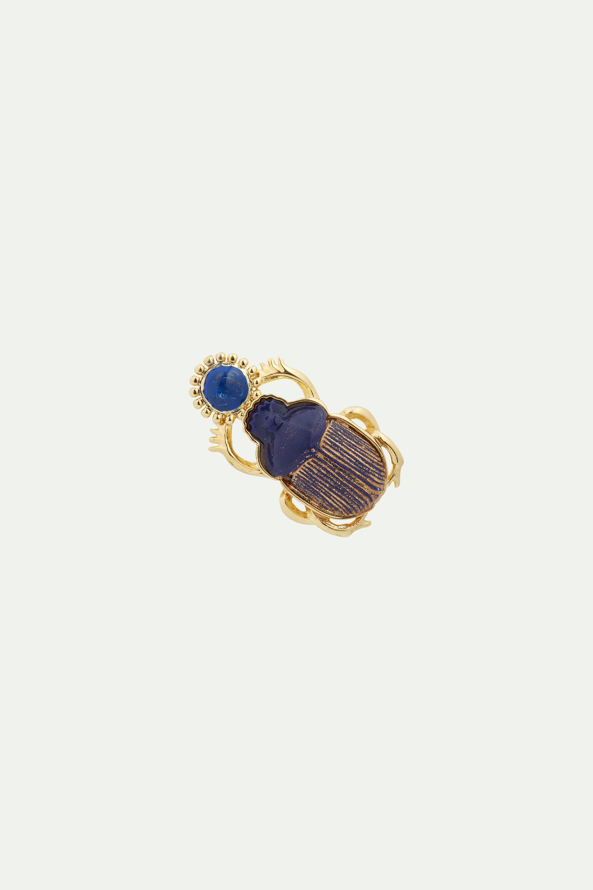 Sacred egyptian blue scarab beetle brooch