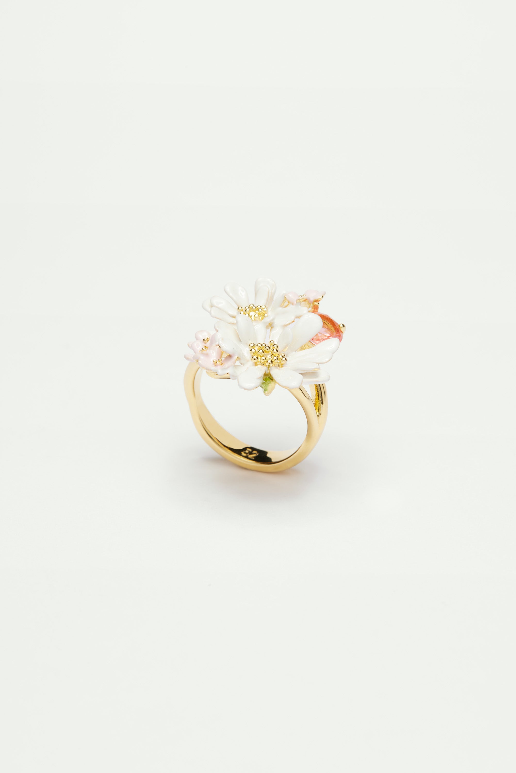 Flower bouquet and round stone cocktail ring