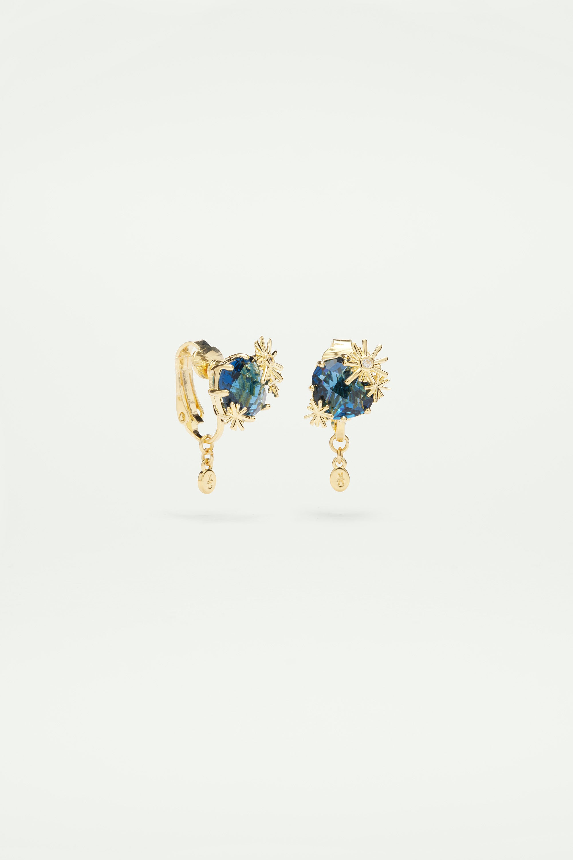 Gold stars and square stone earrings