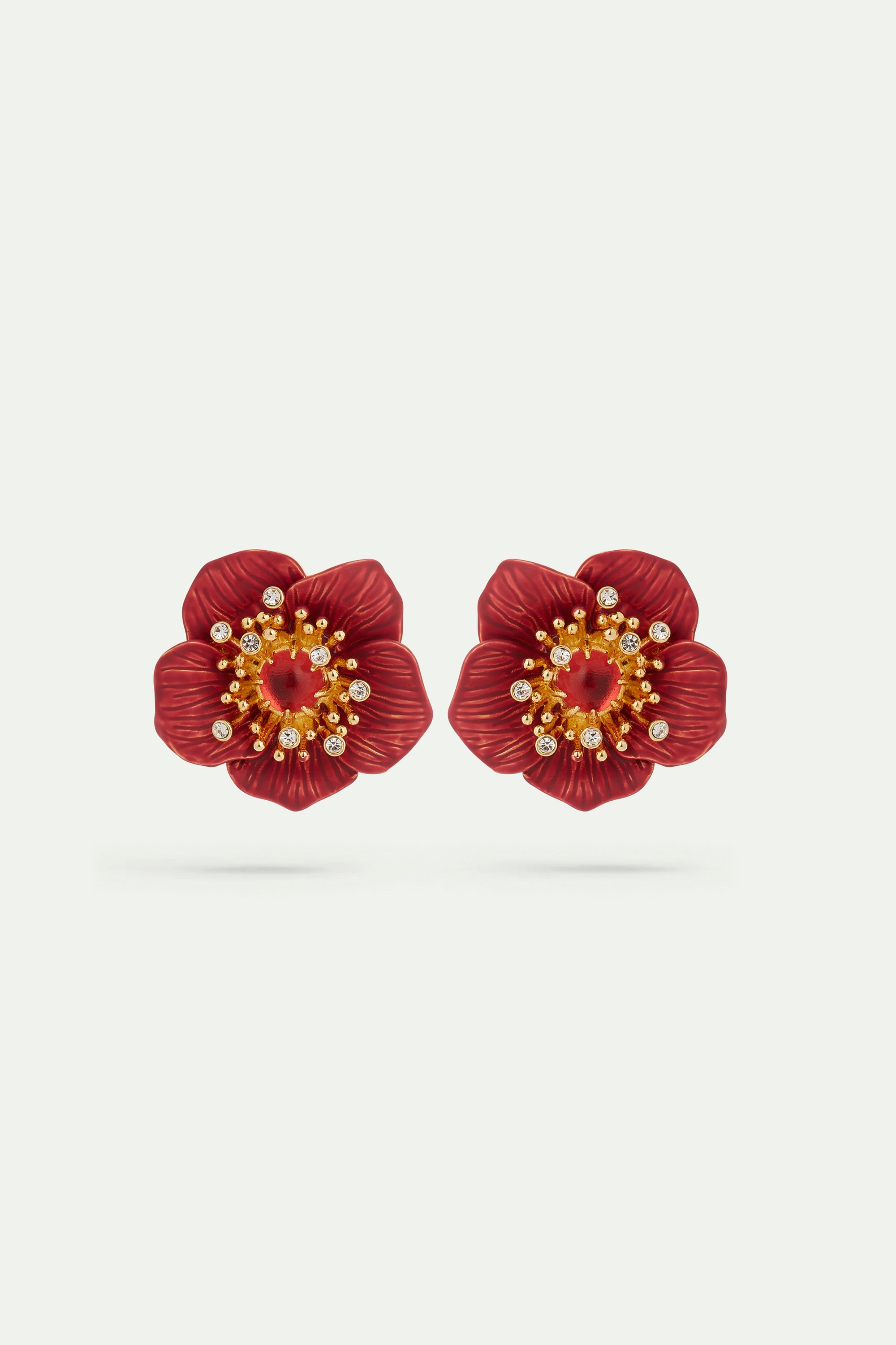 Red hellebore christmas flower earrings