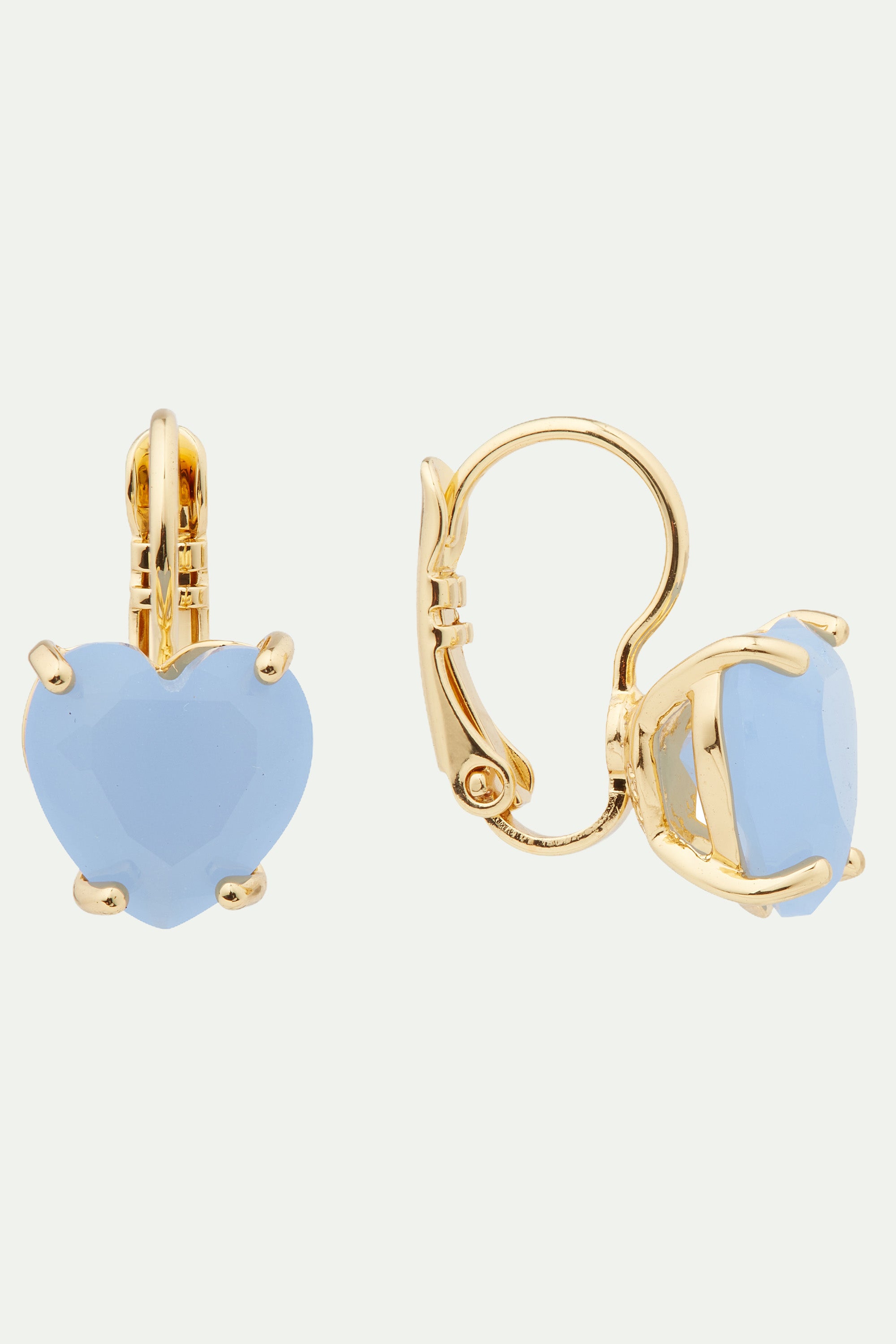 Sky blue Diamantine heart stone sleeper earrings