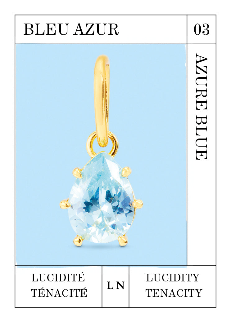 Azure Blue stone pendant, Lucidity and Tenacity - March