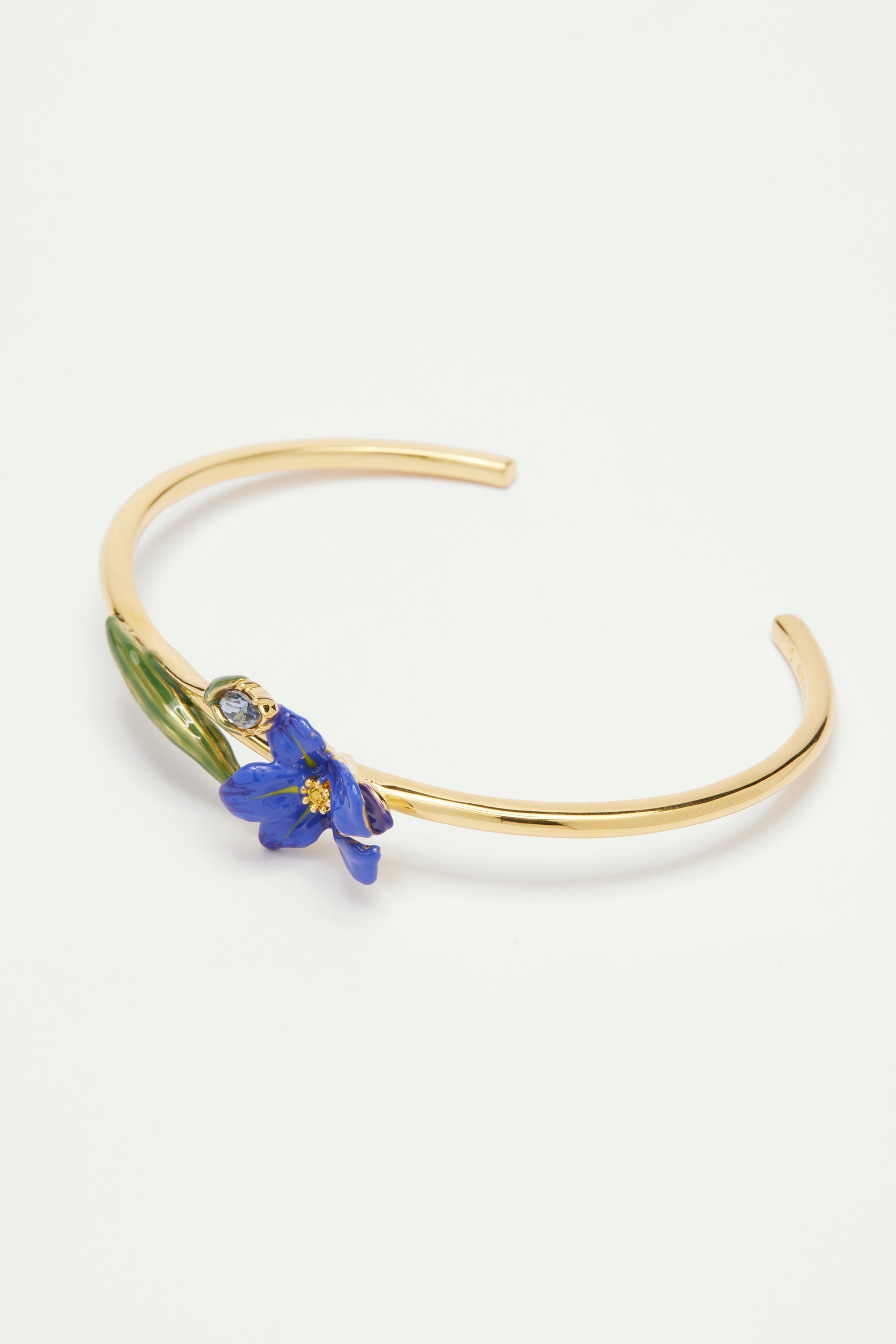 Siberian Iris and faceted glass bangle bracelet