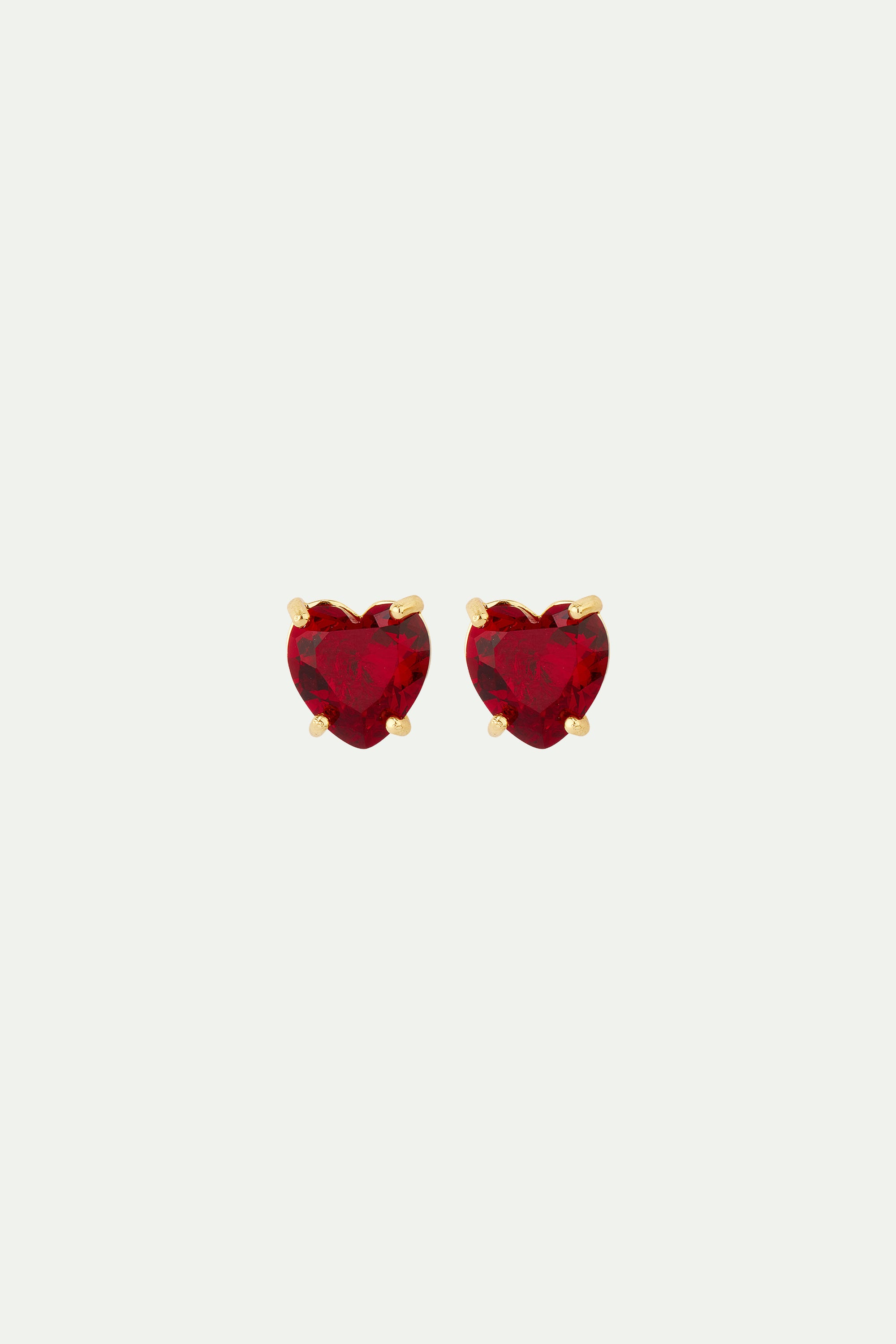 Garnet red diamantine Heart stone post earrings