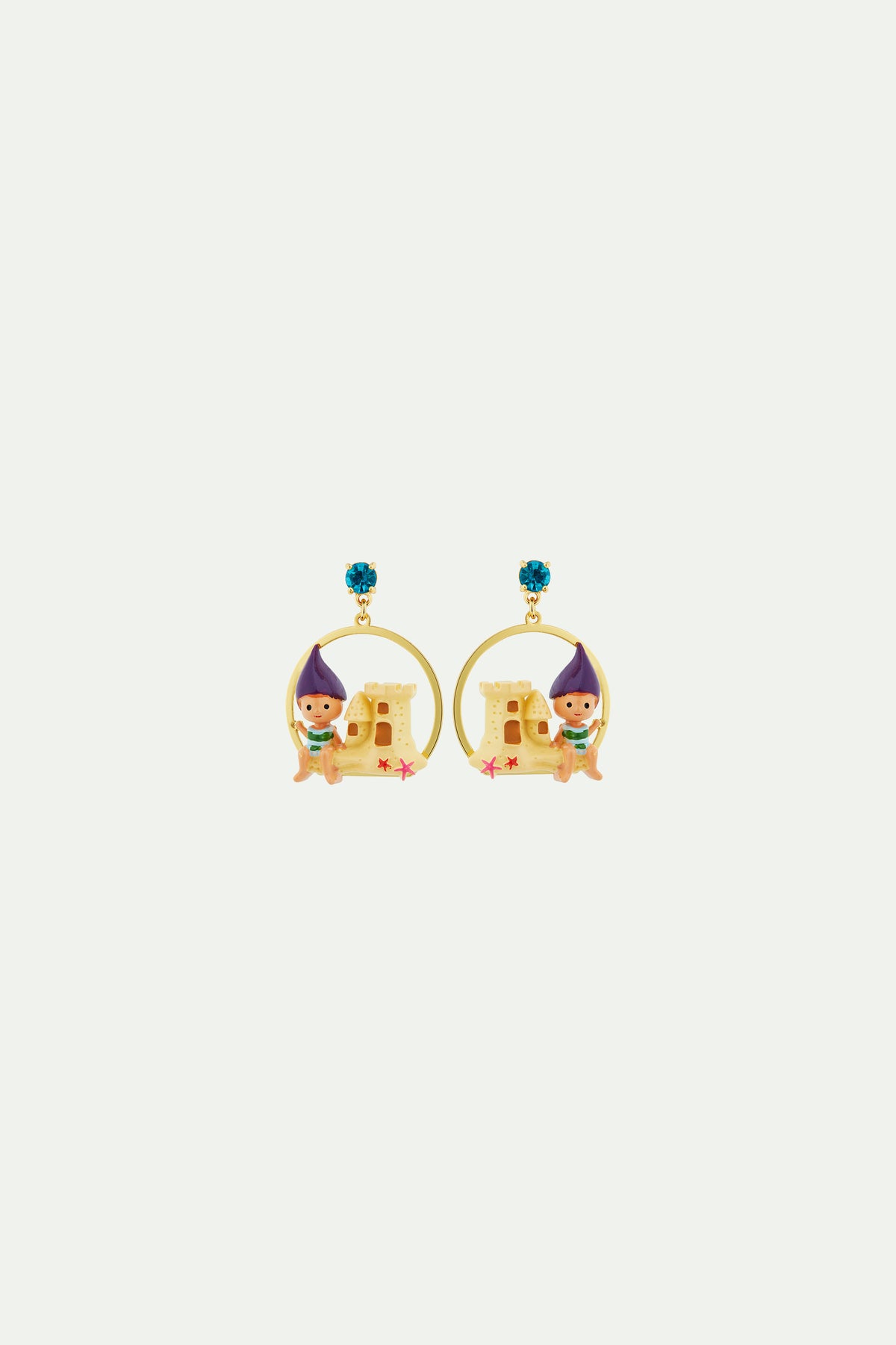 Pendientes gnomo de jardín y castillo de arena
