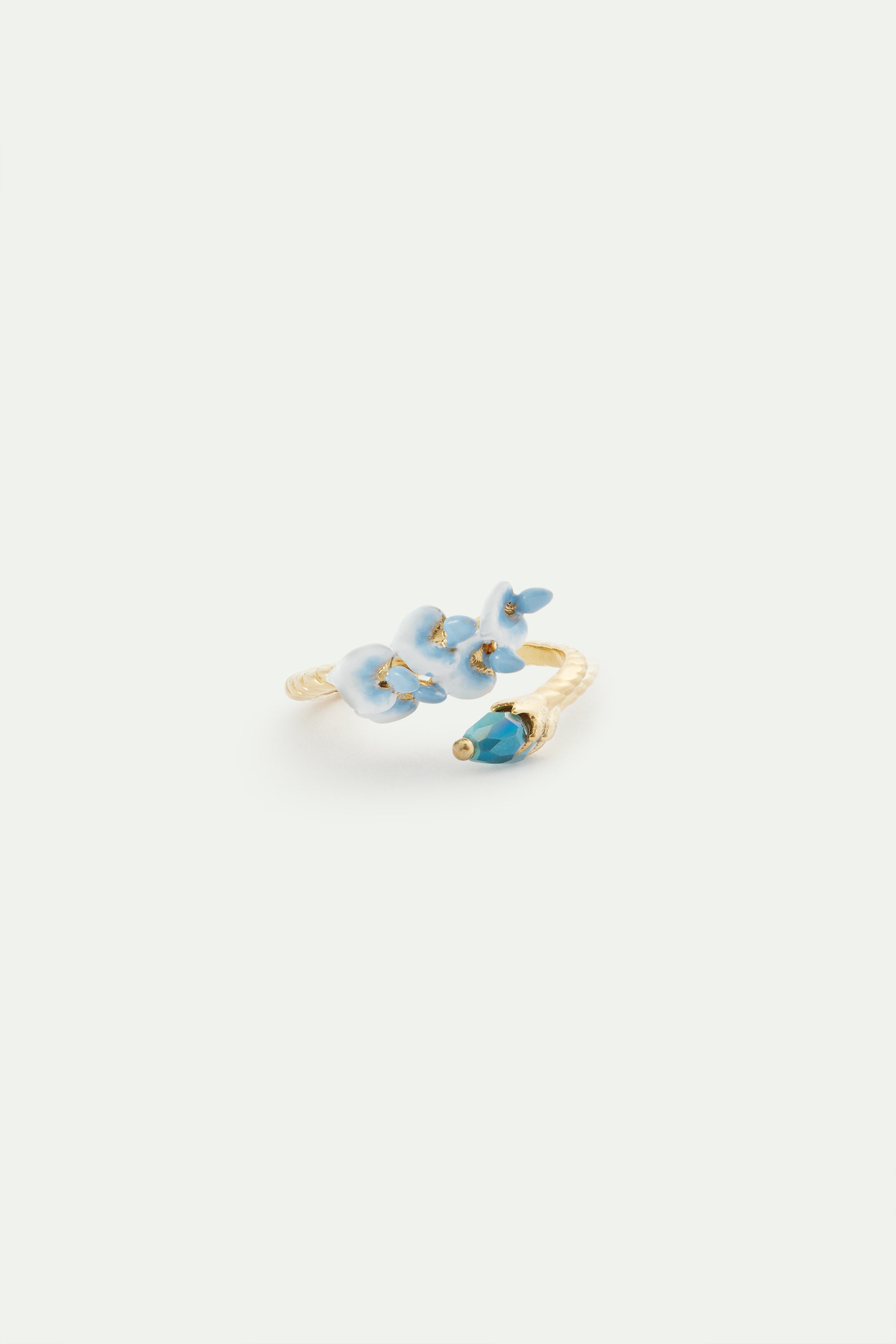 Wisteria and glass bead adjustable ring