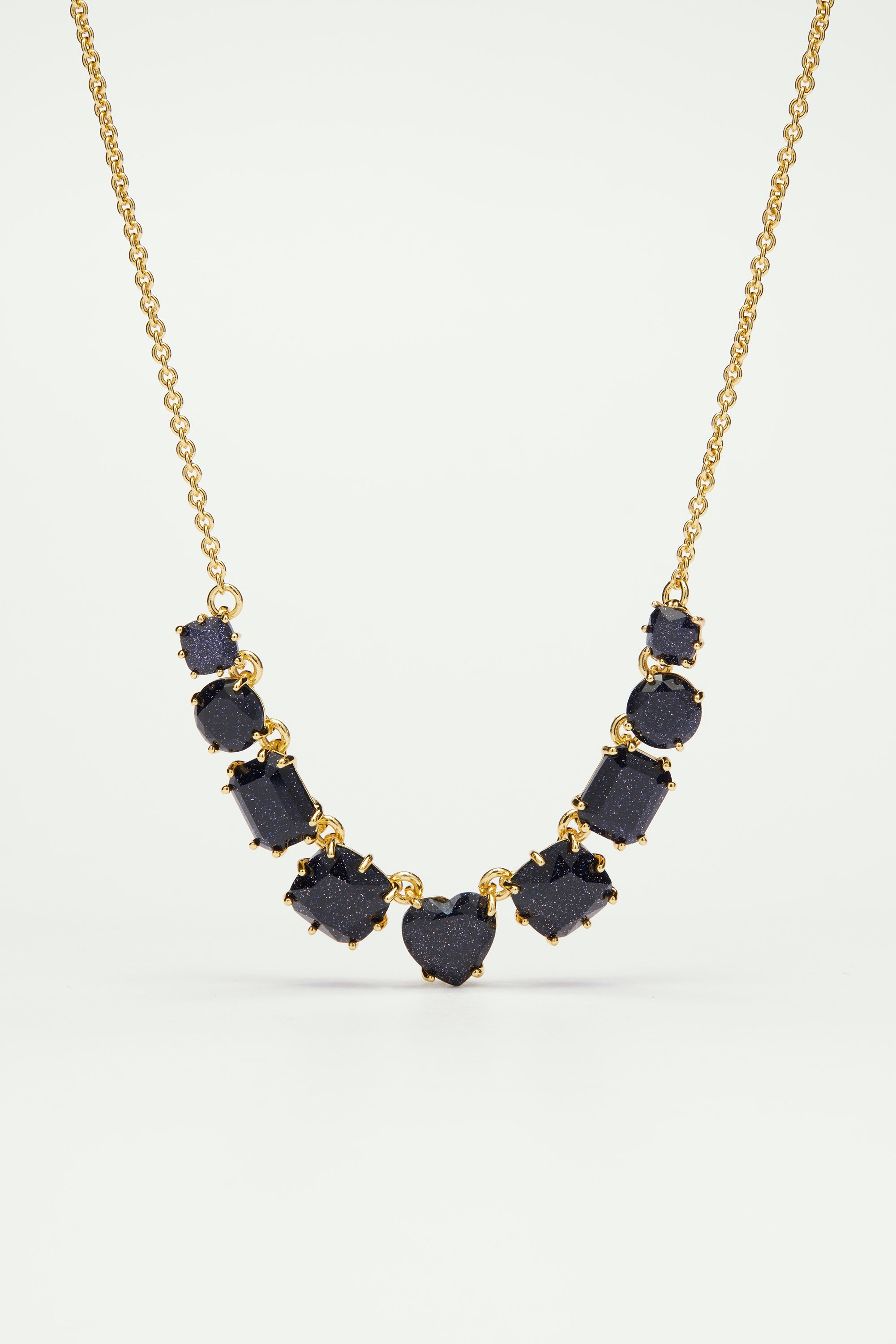 Deep Sparkling Blue 9 Stones La Diamantine Thin Necklace