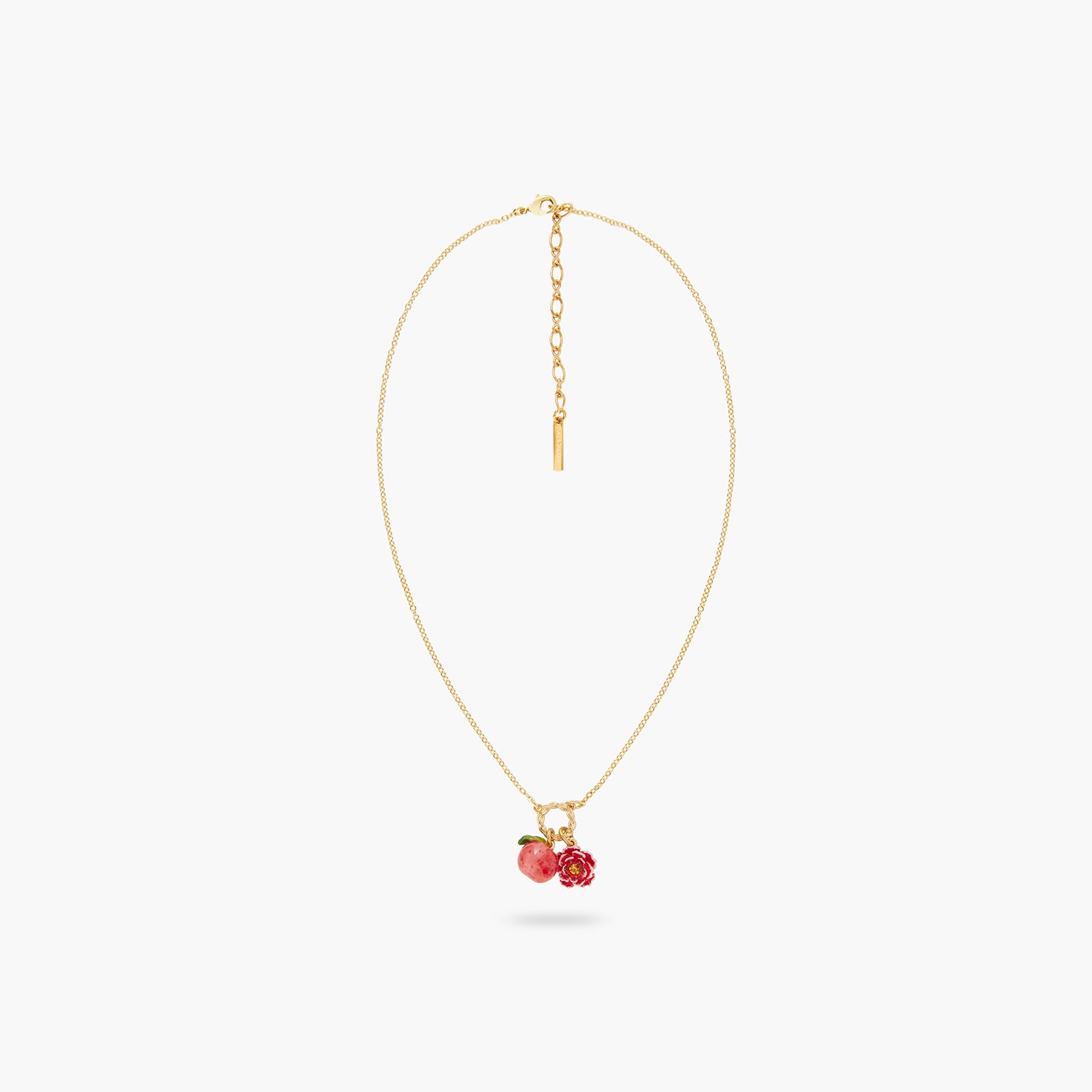 Peach and peach blossom pendant necklace