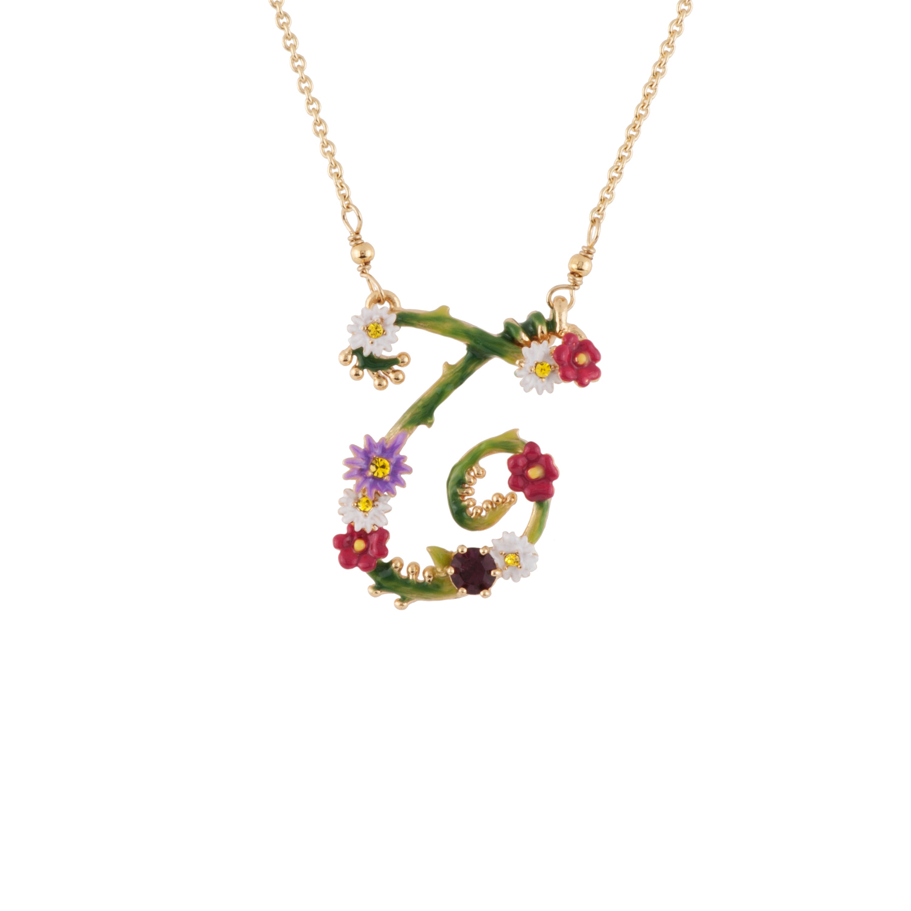 Collier lettre florale T