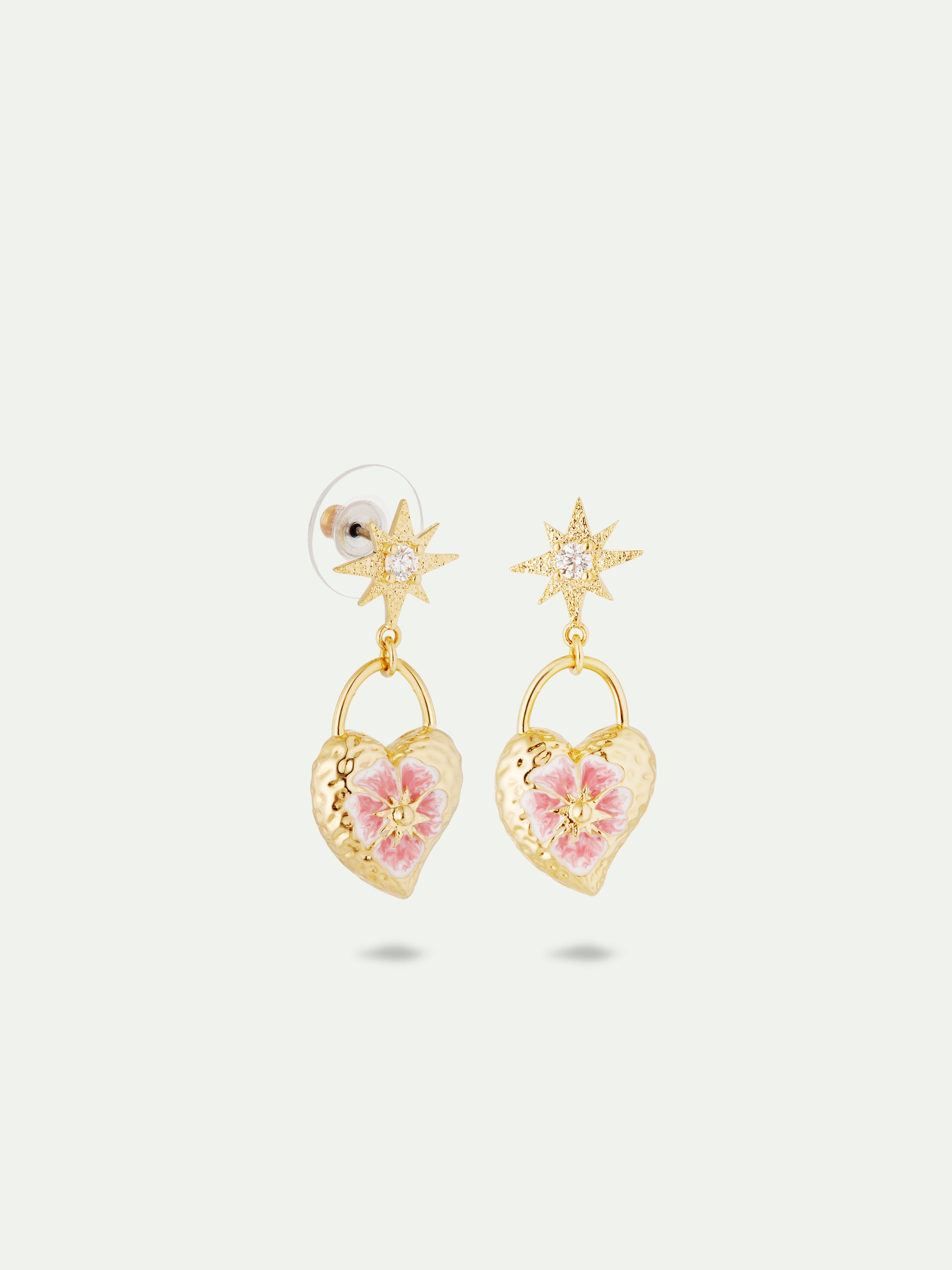 Pendientes bolitas corazón, flor de pensamiento y estrella