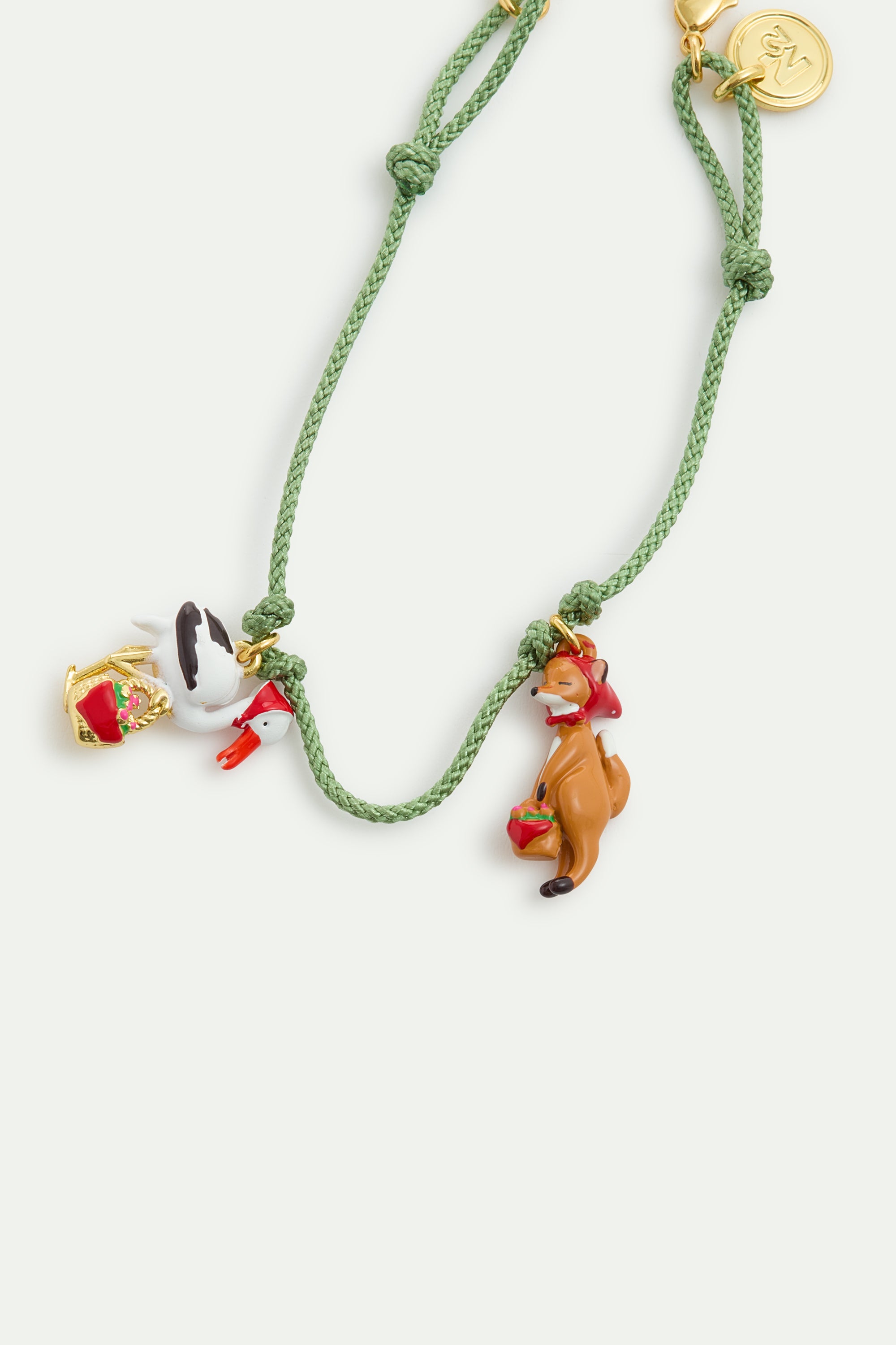 Bracelet vert le Renard et la Cigogne
