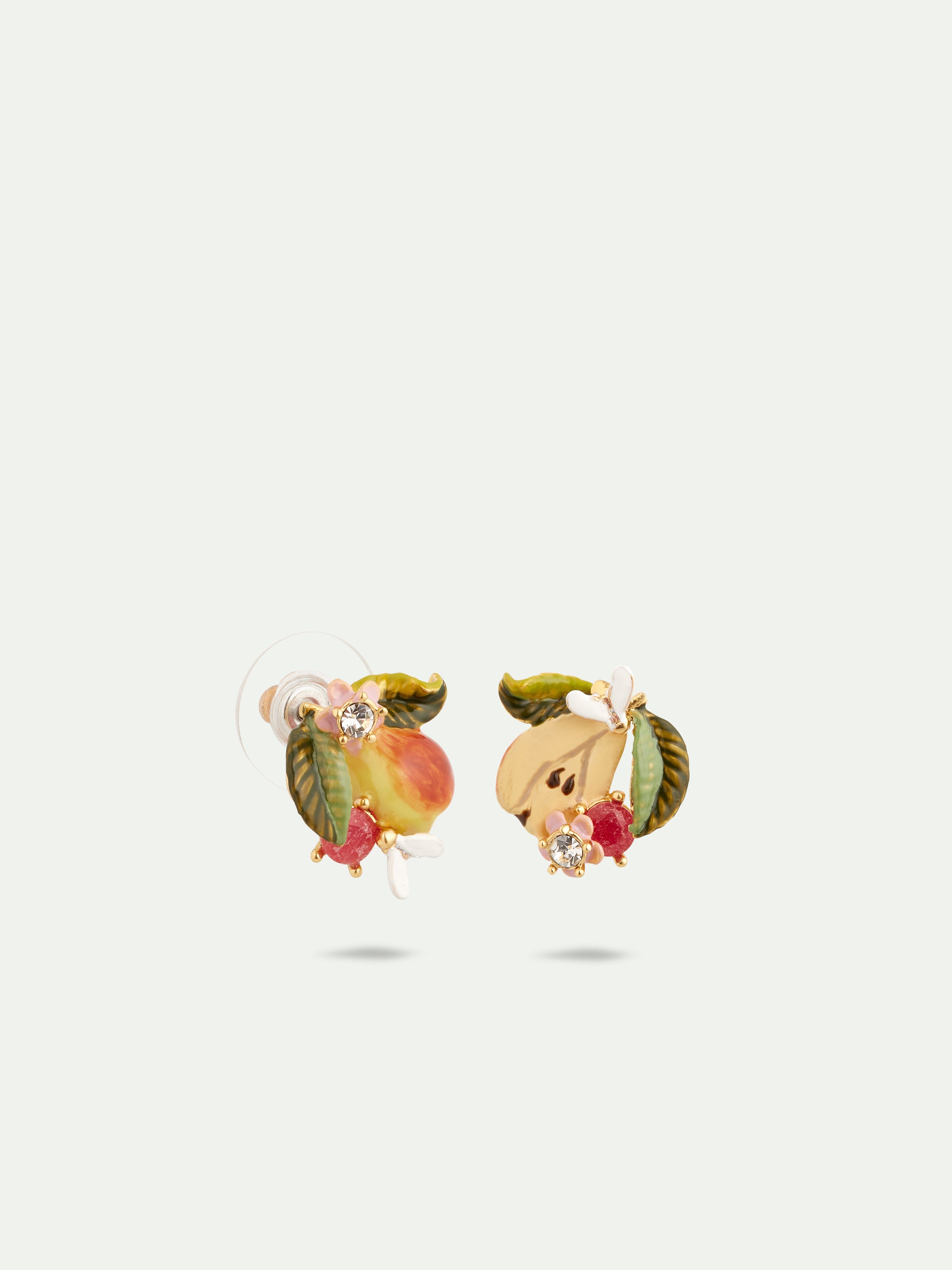 Pear and faceted glass post earrings