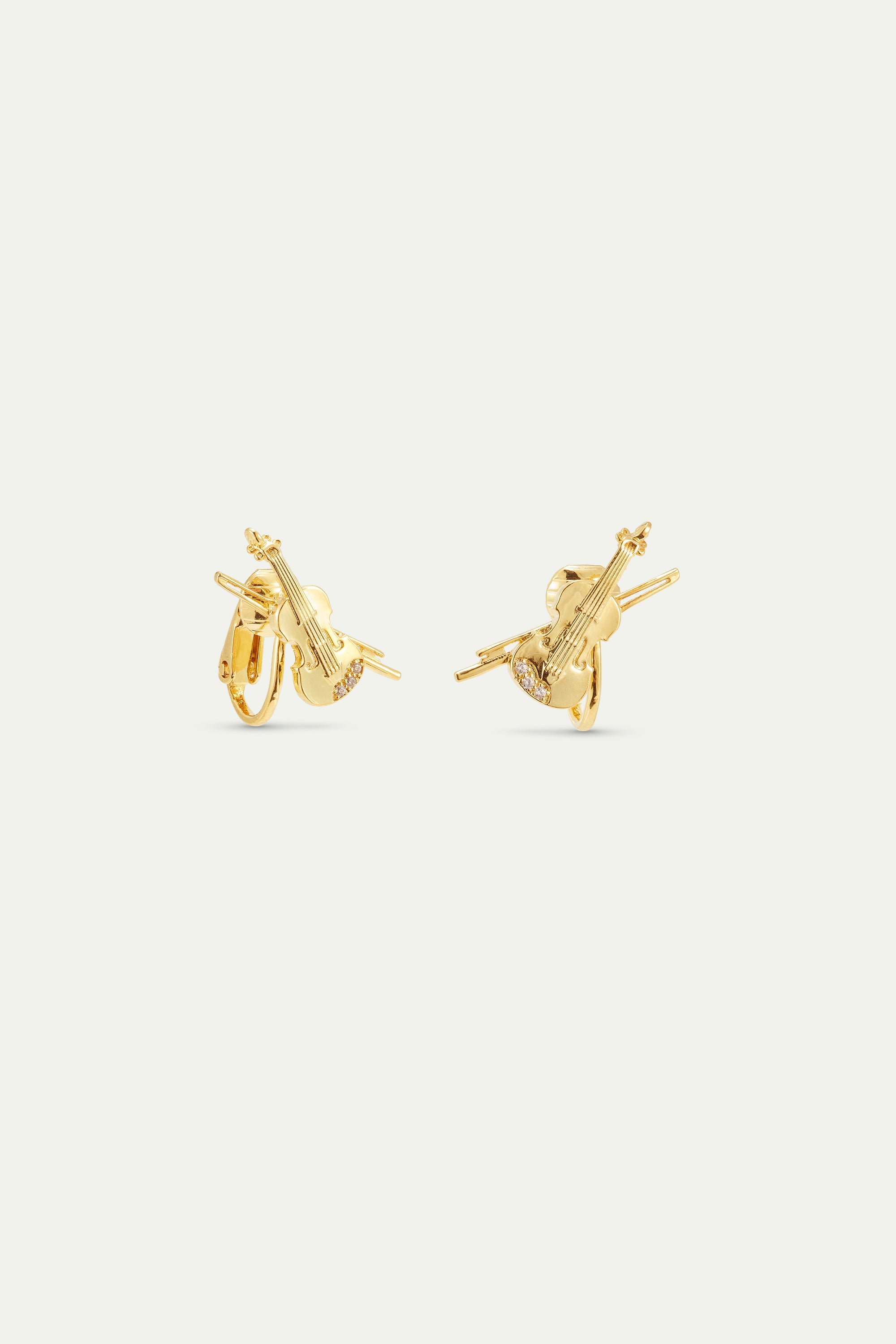 Gold cello earrings