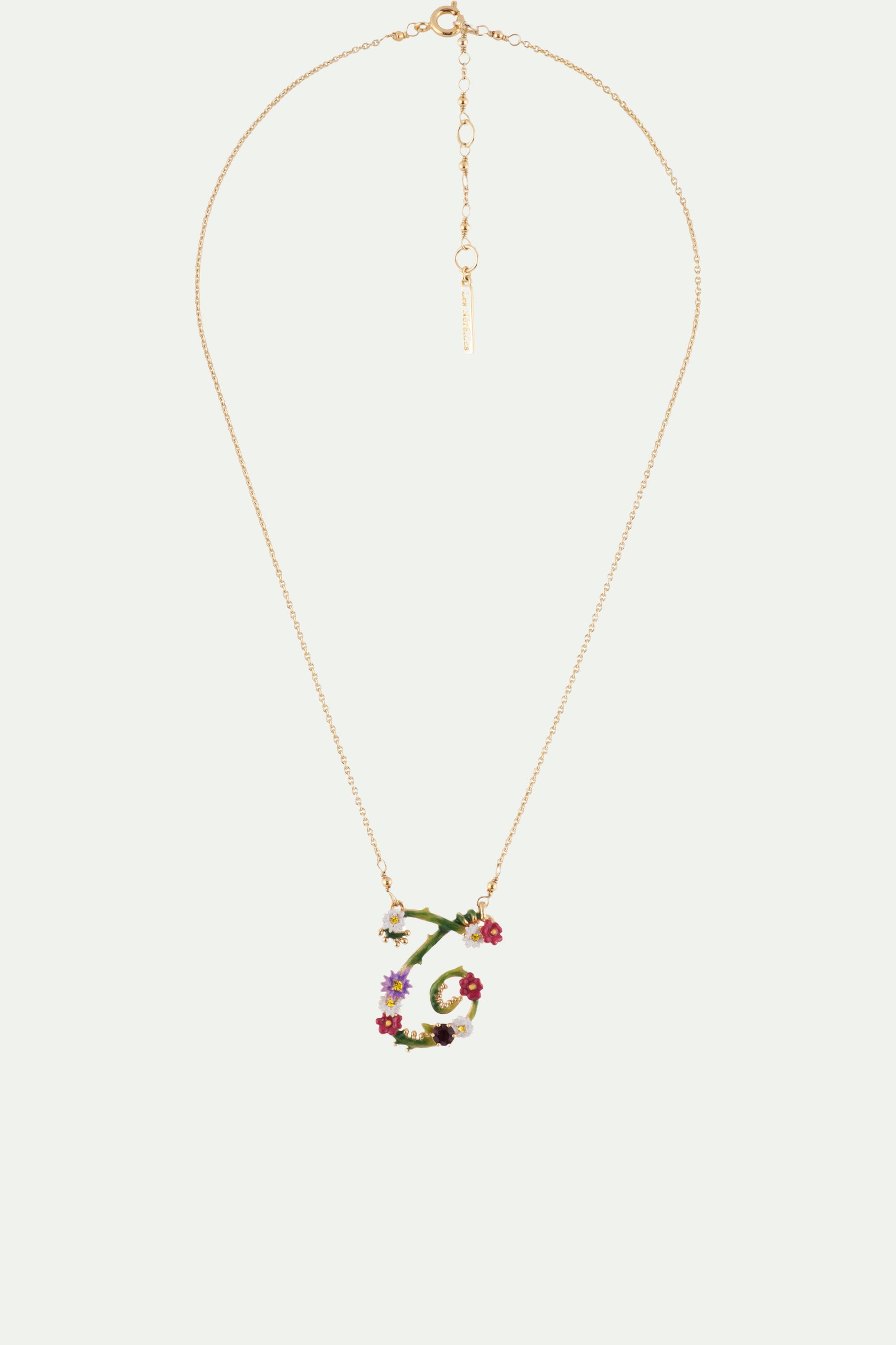 Collier lettre florale T