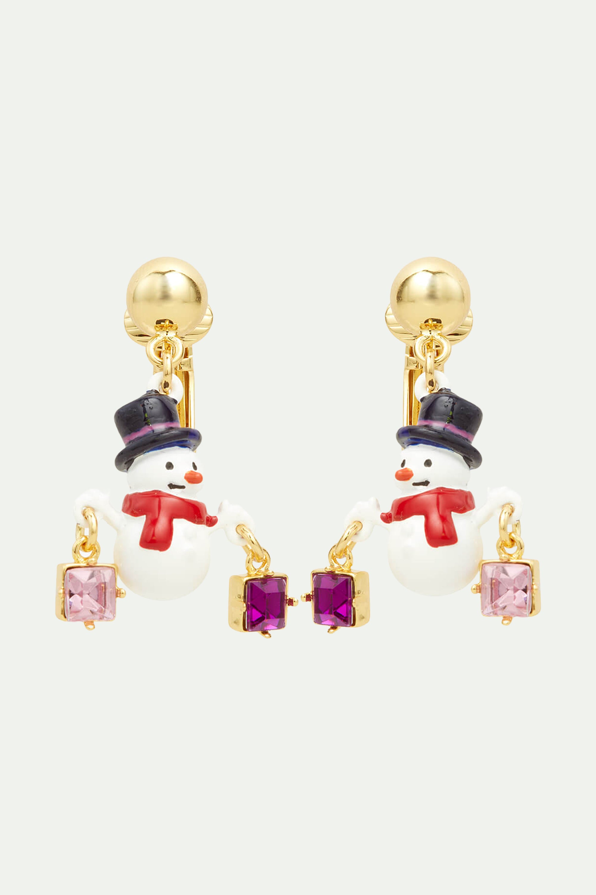 Snowman clip-on earrings