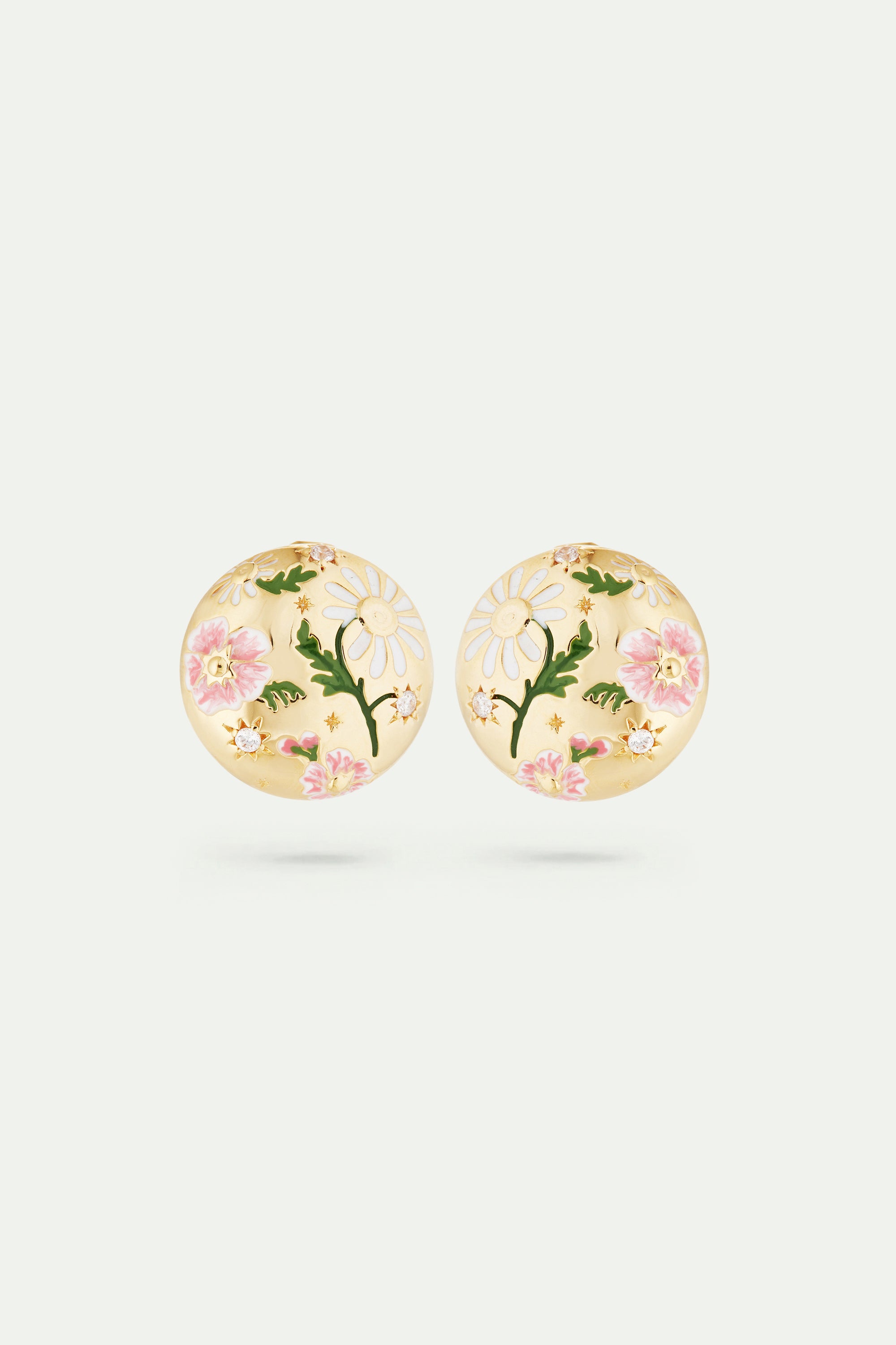 Daisy and pansy flower clip-on earrings