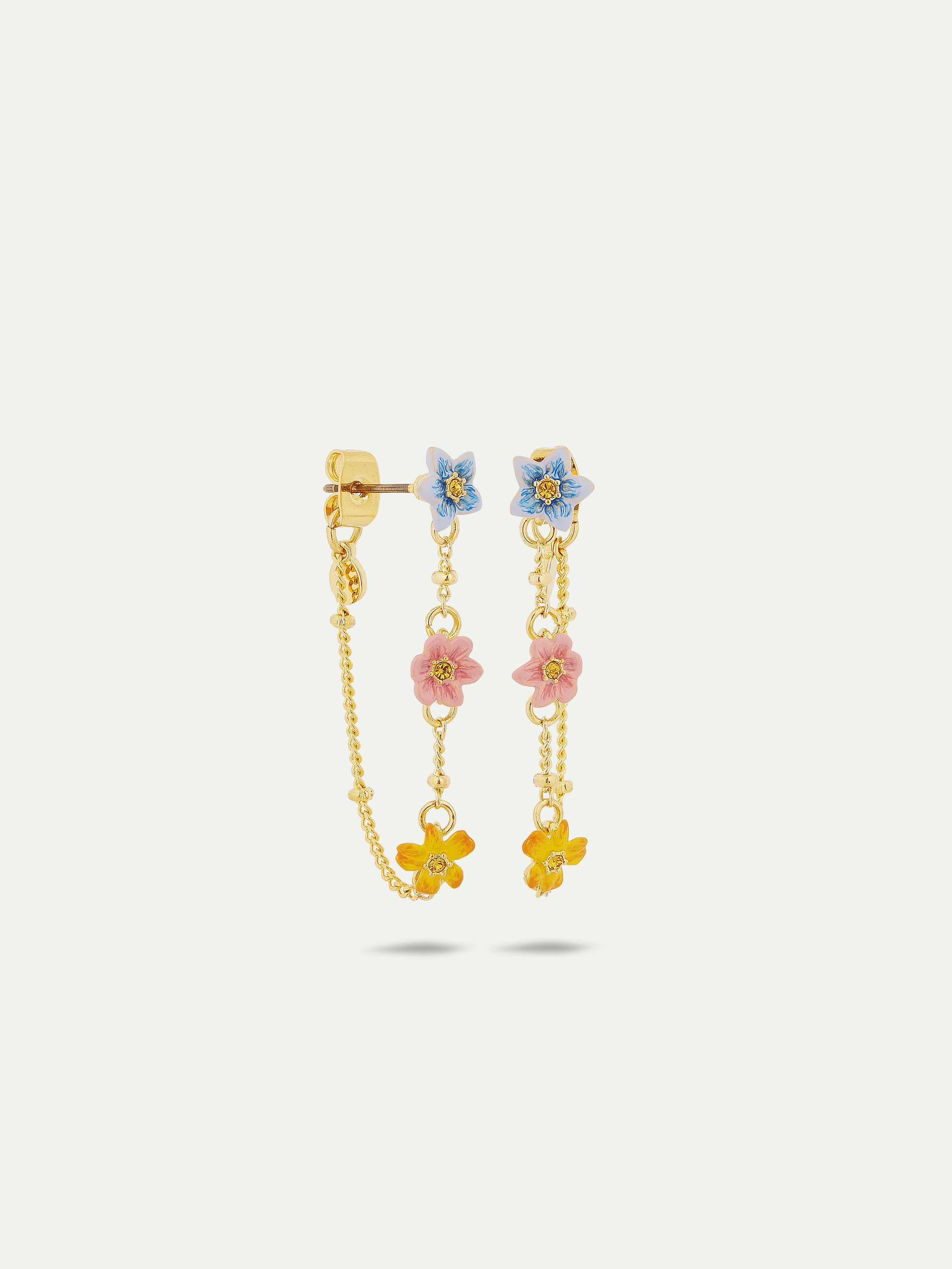 Pendientes colgantes con 3 flores de jazmín de colores