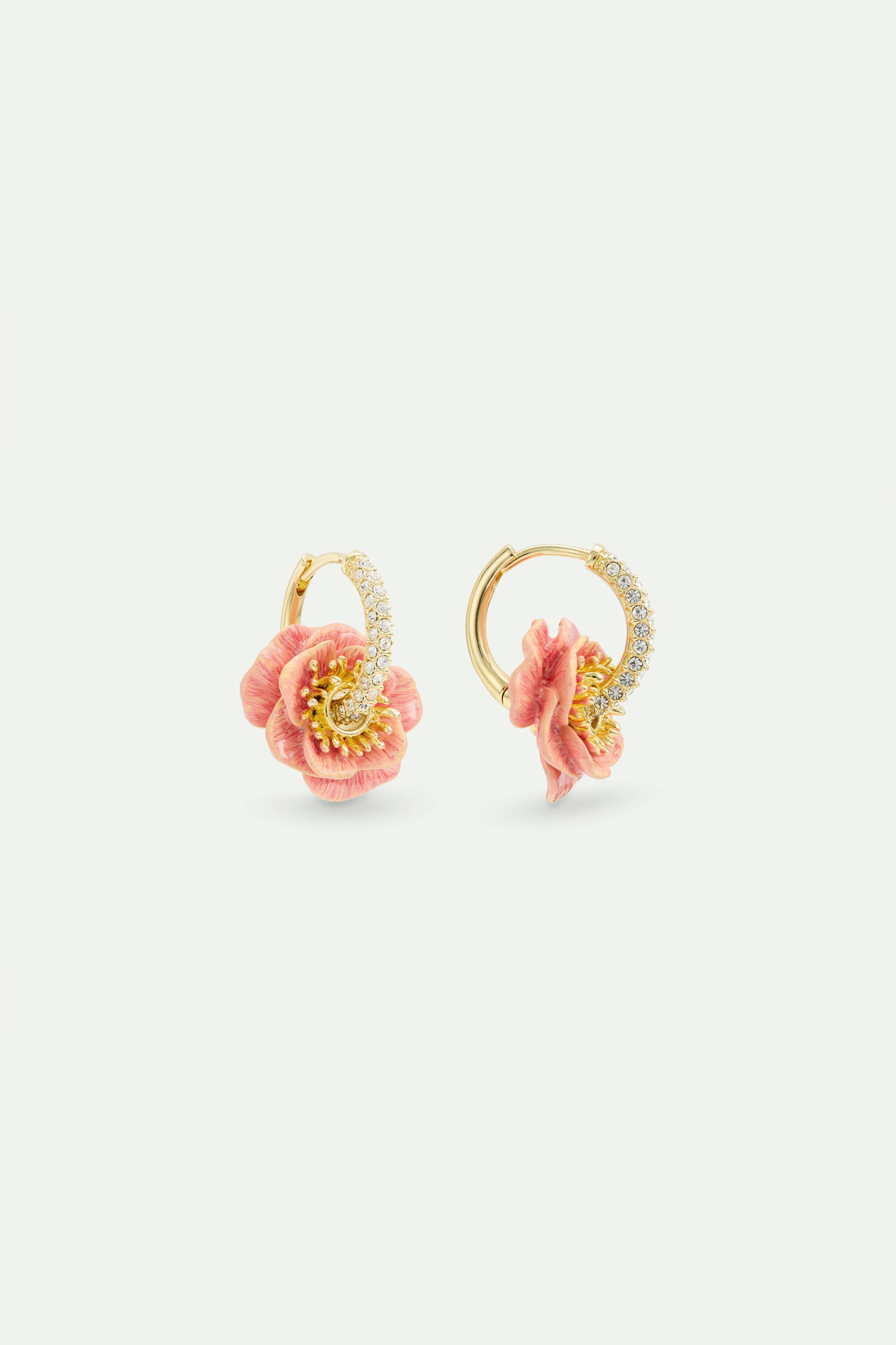 Pendientes criollas de strass y anémona rosa