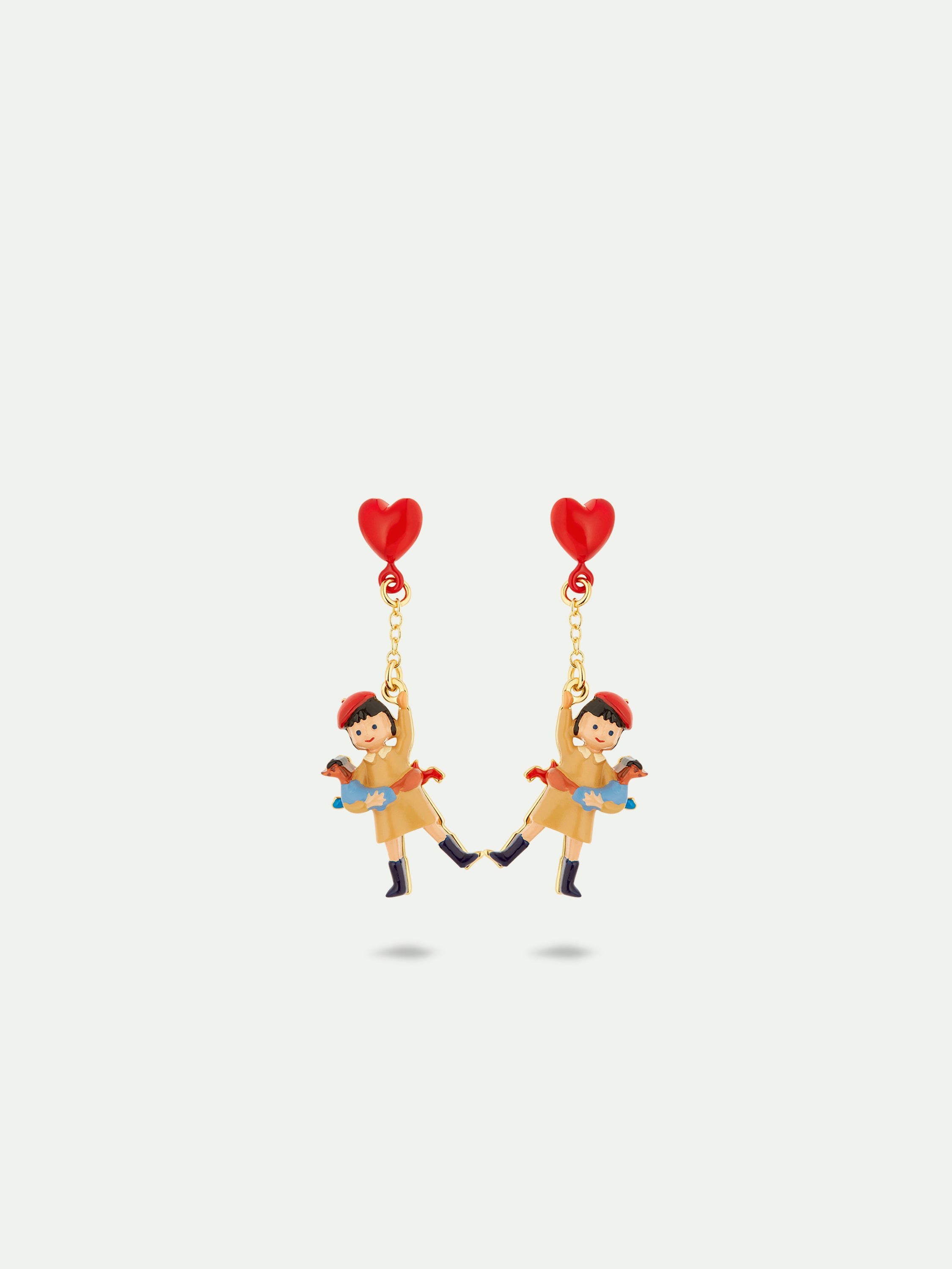 Little girl, dachshund and inflatable heart balloon earrings