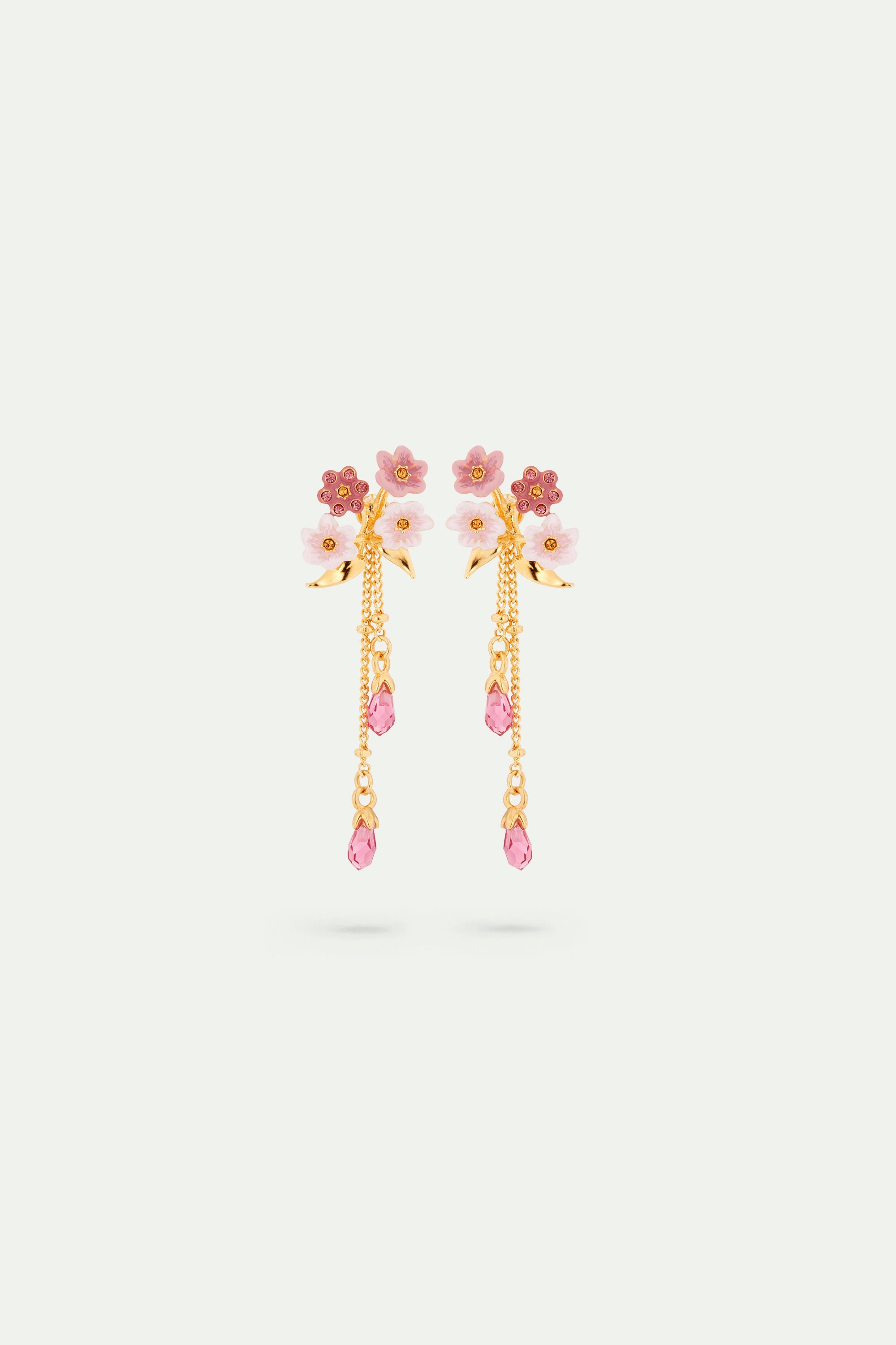 Pendientes colgantes con flor de jazmín rosa